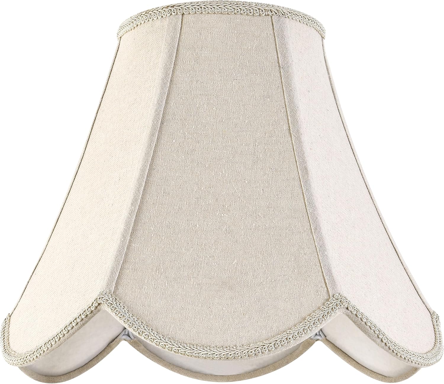 GO&SO Beige Gray Burlap Fabric (Petal Edge Braid) Scalloped Lamp Shade,6"Top x 13"Bottom x 10.6"Vertical Height (Spider) Replacement Lamp Shades for Table Lamps,Floor Lamp Cover,Easy Assembly,1 Pcs