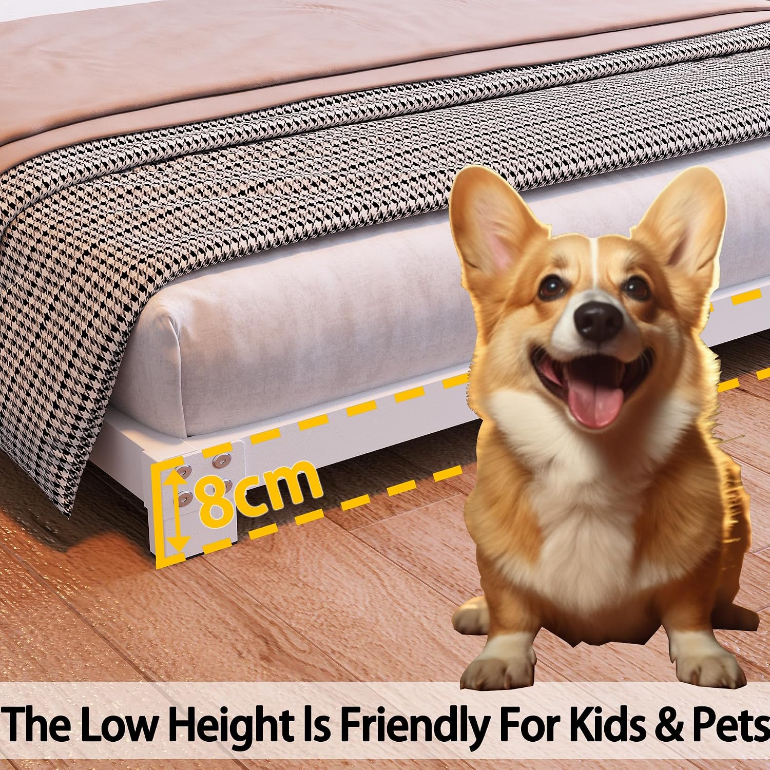 3 Inch Bed Frame Full Size Low Profile, Full Heavy Duty Platform Bed Frame No Box Spring Needed, Easy Assembly, Noise Free, White