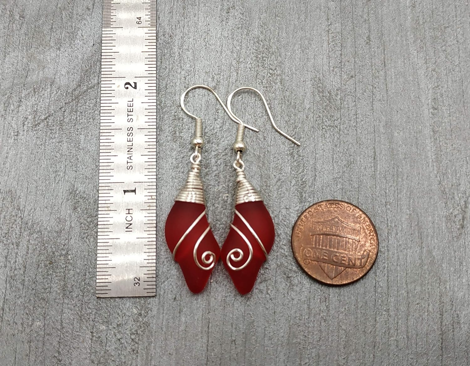 Handmade Sea Glass Earrings, Hawaiian Jewelry for Women, Wire Wave Earrings, Seaglass Jewelry For Women Birthday Gift For Women