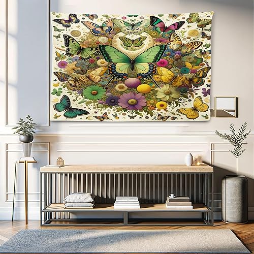 Miniatura 502 de Ambesonne Tapiz gótico, patio con hiedra encantada en la puerta antigua al bosque, colgante de pared ancho para dormitorio, sala de estar, 2-Verde