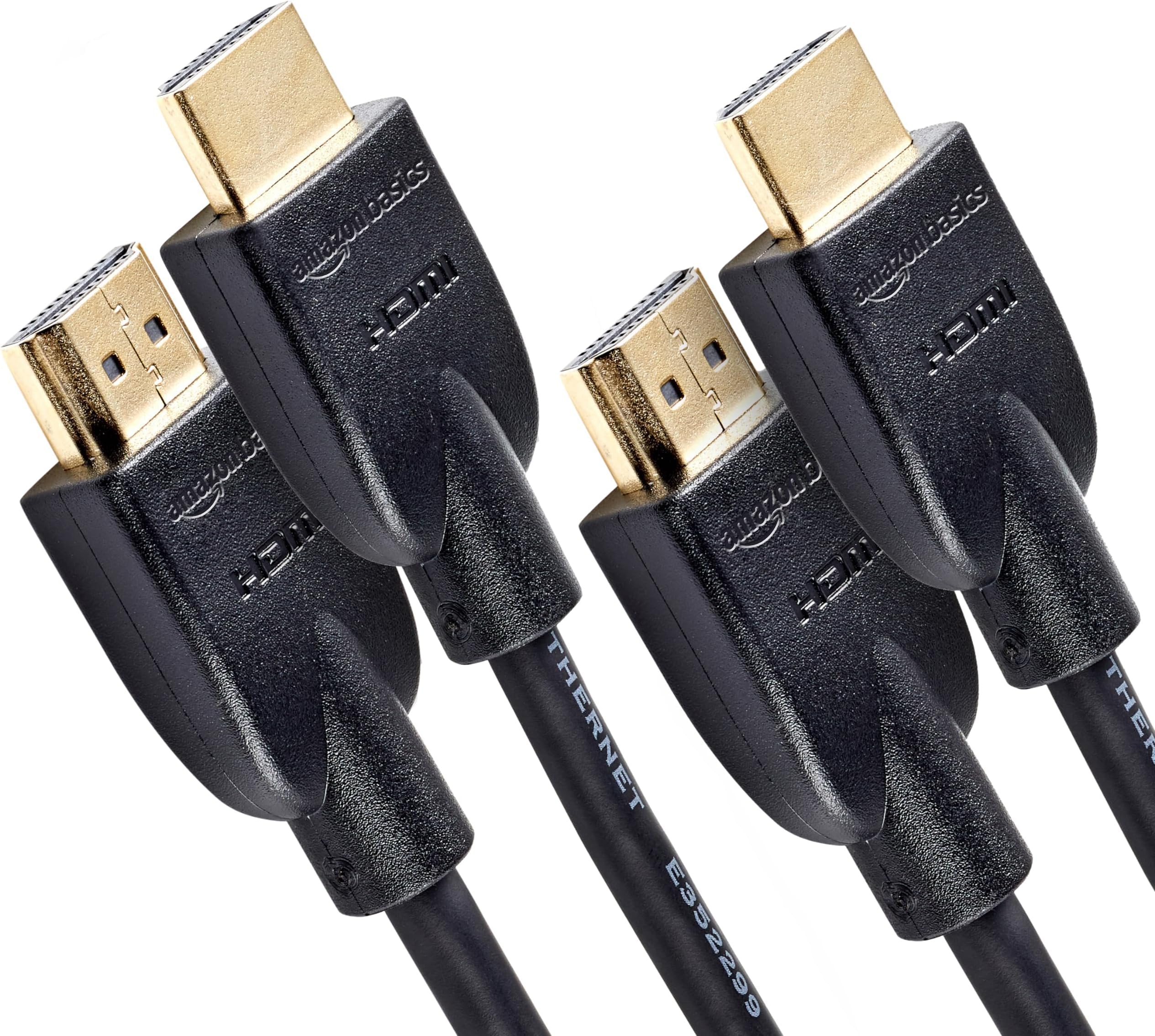 HDMI Cable, 2-Pack, 3ft, 4K@60Hz, High-Speed 4K HDMI 2.0 Cord for Blu-ray, Ethernet, 2160p, 48 bit, Compatible with TV/PS5/Xbox/Roku, Black