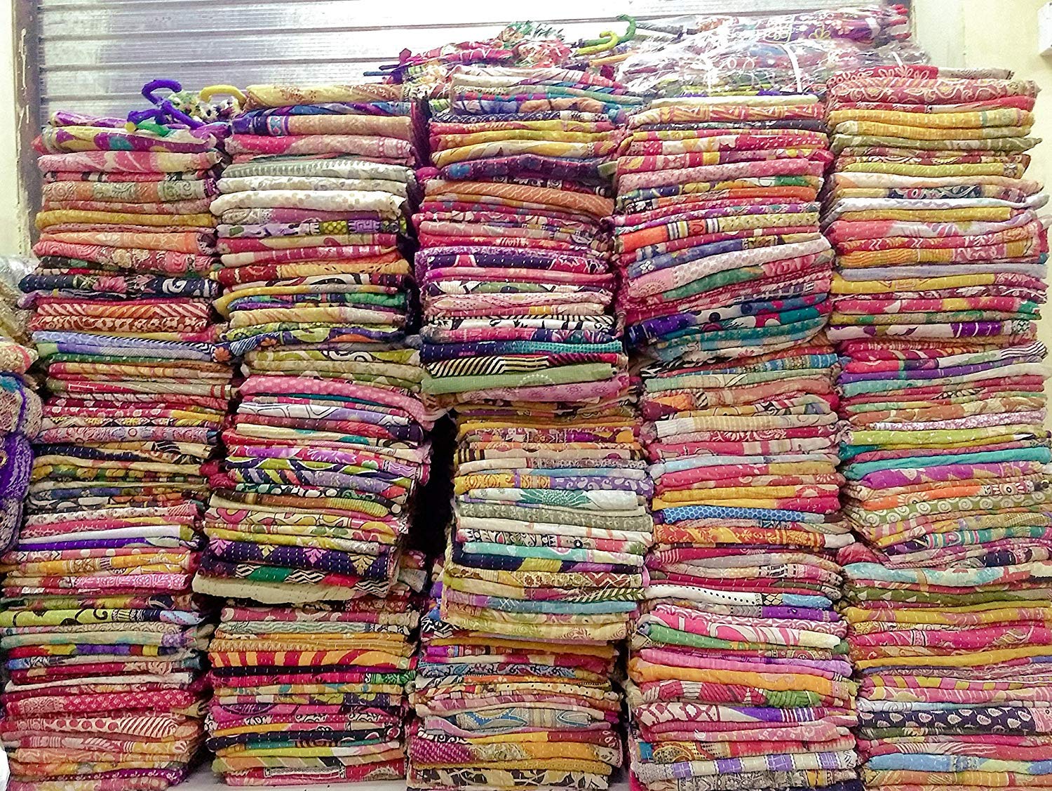 The Art Box Multicolor 1 Pieces Mix Lot Of Indian Tribal Kantha Quilts Vintage Cotton Bed Cover Throw Old Sari Assorted Patches Kantha Quilts Bed Covers Whole Sale Blanket By