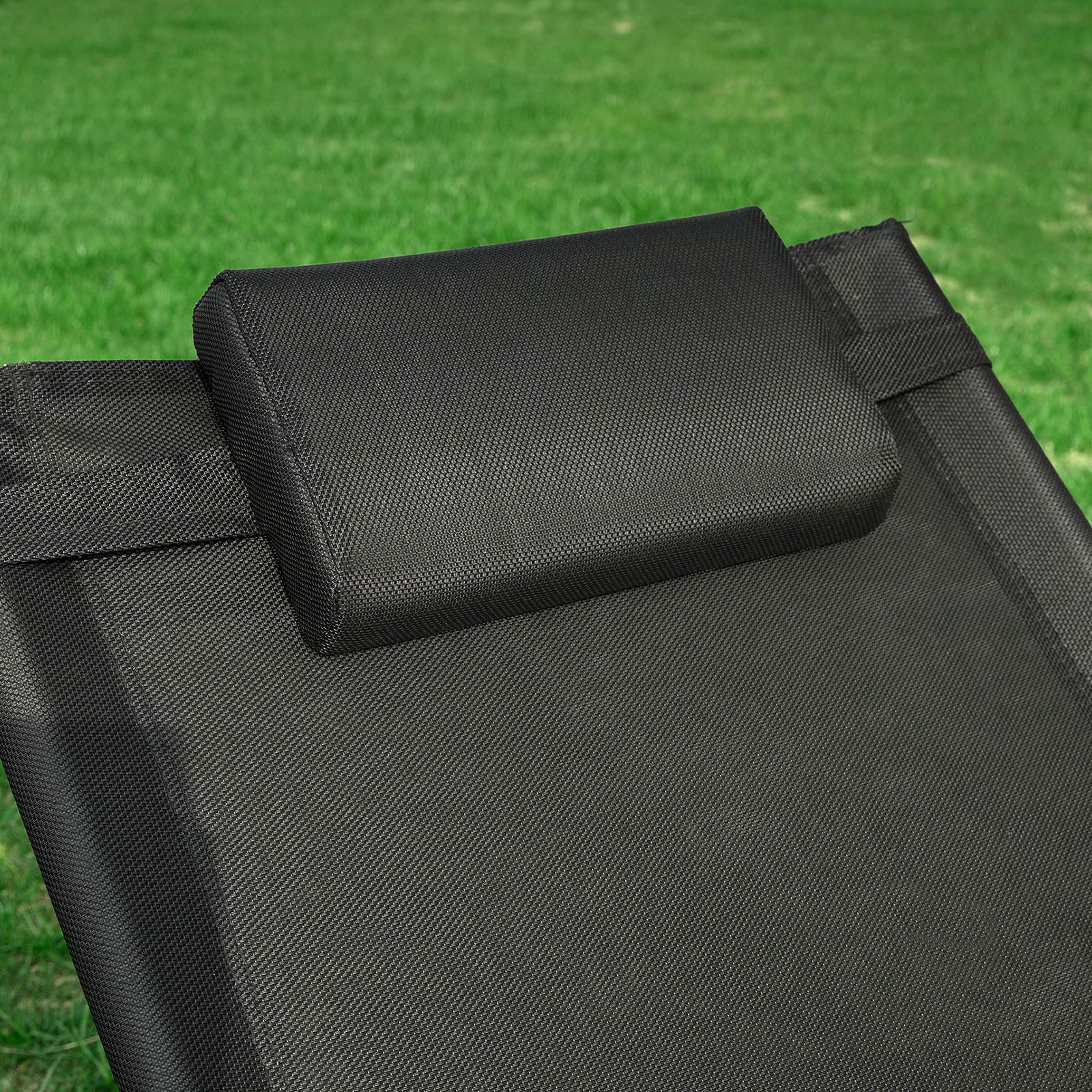 SoBuy Sonnenliege Strandliege Gartenliege Relaxstuhl mit Kissen für Gärten, Höfe, Strände, Balkone 120 kg Belastung Schwarz BHT ca. 55x67x165cm OGS38-SCH