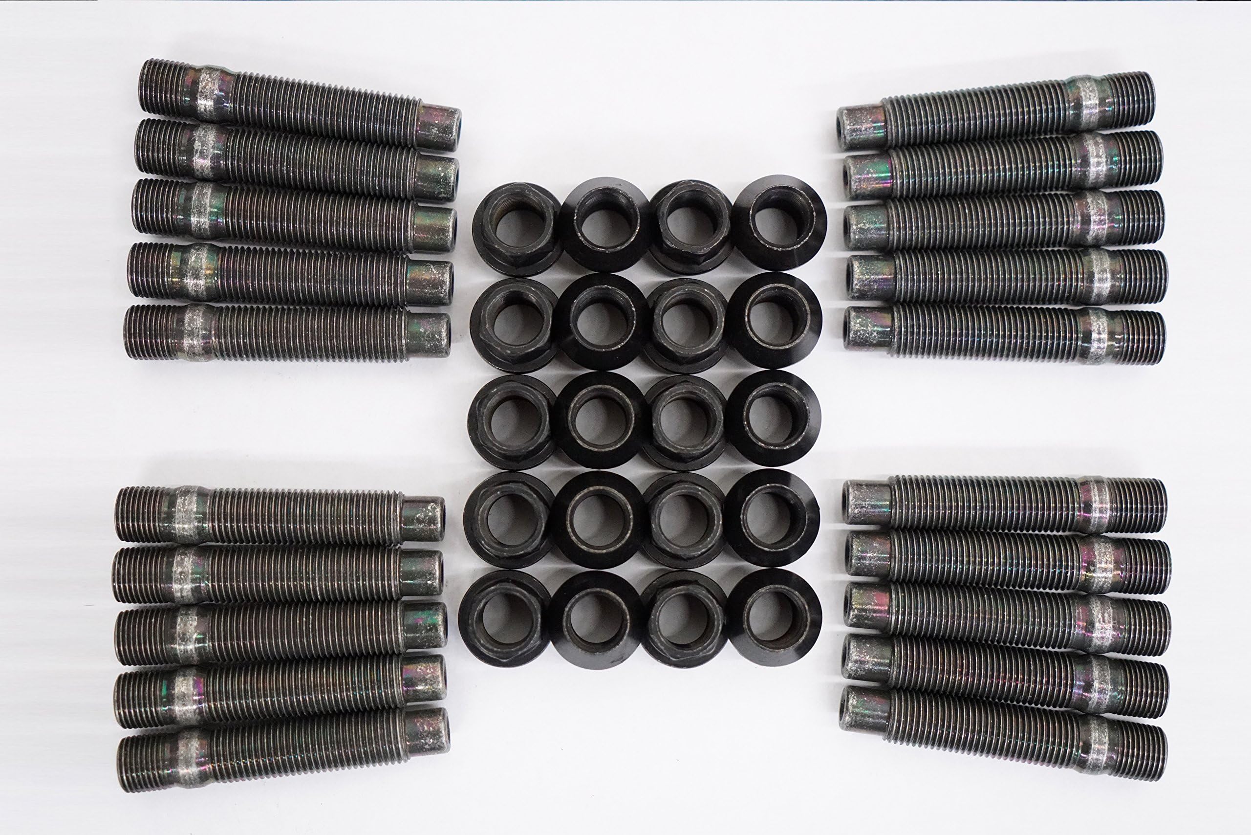 Motorsport Hardware (BMW) 20-Piece Wheel Stud Conversion 78mm Length (14x1.25 to 14x1.5) with Black Conical Seat Nuts