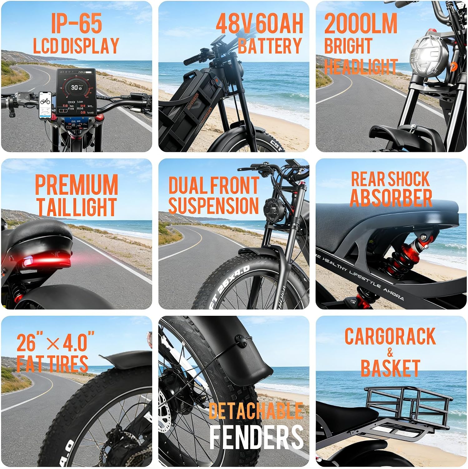 eAhora Romeo Pro 3 Electric Bike for Adults, 5600W 50MPH Dual Motor Ebike, 60V 80AH 250Miles Long Range Electric Bike, 26" *4.0 Fat Tire Electric Mountain Bike Full Suspension Off-Road E-Bike