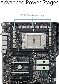 ASUS Pro WS TRX50-SAGE WIFI CEB Workstation motherboard, AMD Ryzen Threadripper PRO 7000 WX,ECC R-DIMM DDR5, 36 power-stage, WiFi 7,PCIe 5.0 x 16,PCIe 5.0 M.2, 10 Gb and 2.5 Gb LAN, multi-GPU support.