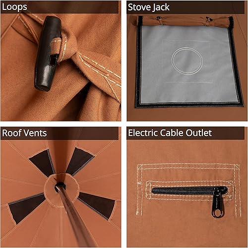 Vista 20 de WHITEDUCK Regatta - Tienda de campaña de lona con StoveJack, impermeable, 4 estaciones de lujo para acampar y glamping Yurt Tent al aire libre