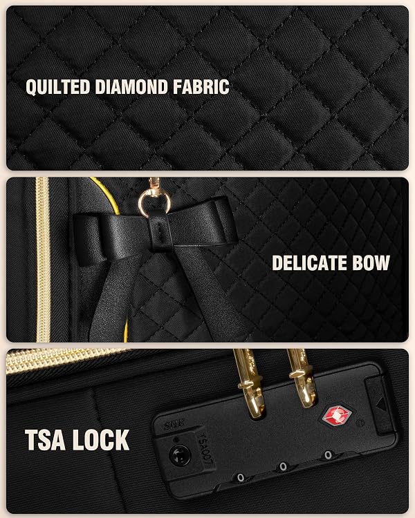 Carry On Luggage 22x14x9 Airline Approved, 20 Inch Softside Suitcase with 4 Pcs, Lightweight Luggage for Women with TSA Lock and 4 Spinner Wheels, Soft Side Carry-on Suitcases for Travel, Black by TagerTrek - Used condition - Image 7