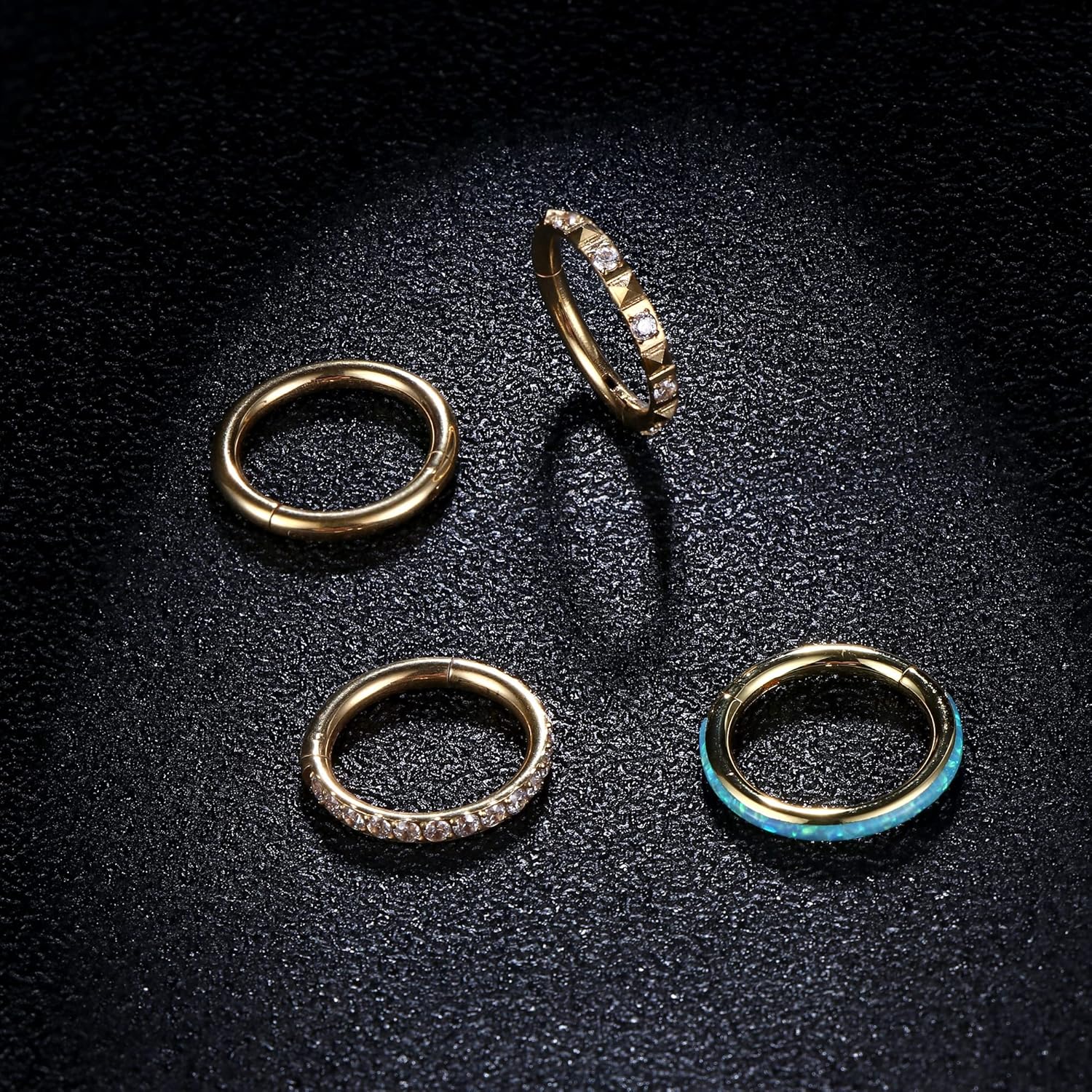 FIBO STEEL 14G Belly Button Rings 316L Surgical Steel Belly Hoop Ring Clear CZ Opal Navel Rings Clicker Segment Belly Piercing Jewelry 10mm 12mm - Image 7