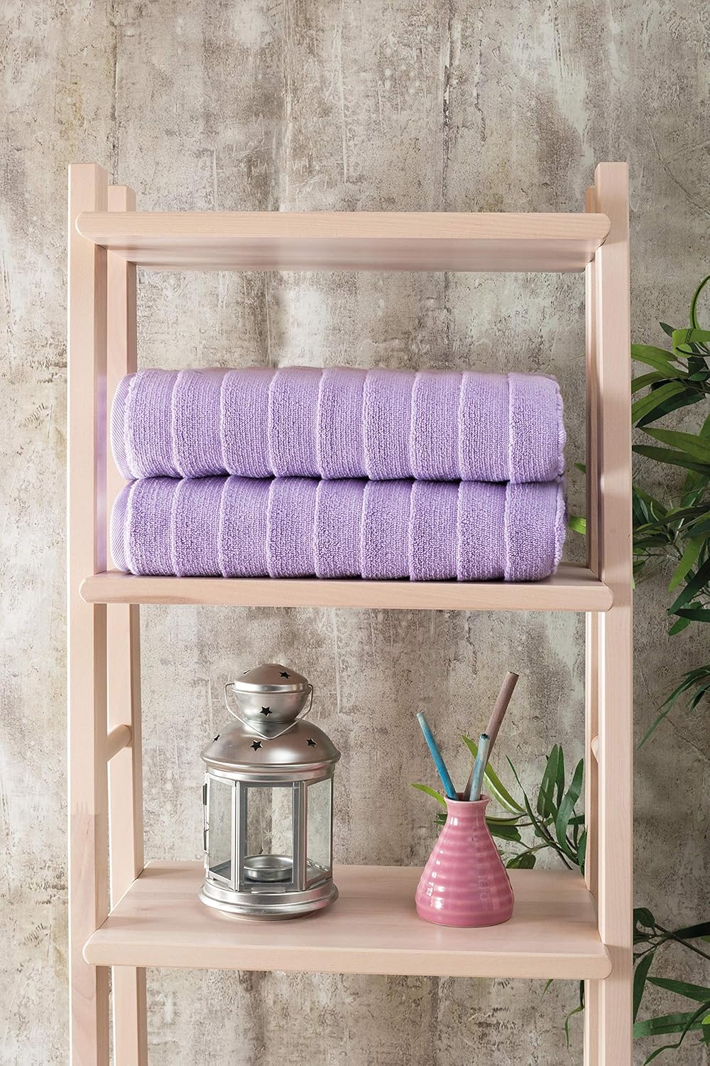 BAGNO MILANO Turkish Bath Towels Set - 100% Cotton Towels Velvety Soft & Ultra-Absorbent (Lilac, 2 pcs Bath Towel Set)