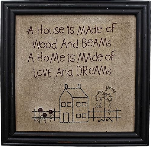 CVHOMEDECO. Primitives - Una casa antigua está hecha de madera y vigas, un hogar está hecho de amor y sueños, marco de costura montado en la pared,