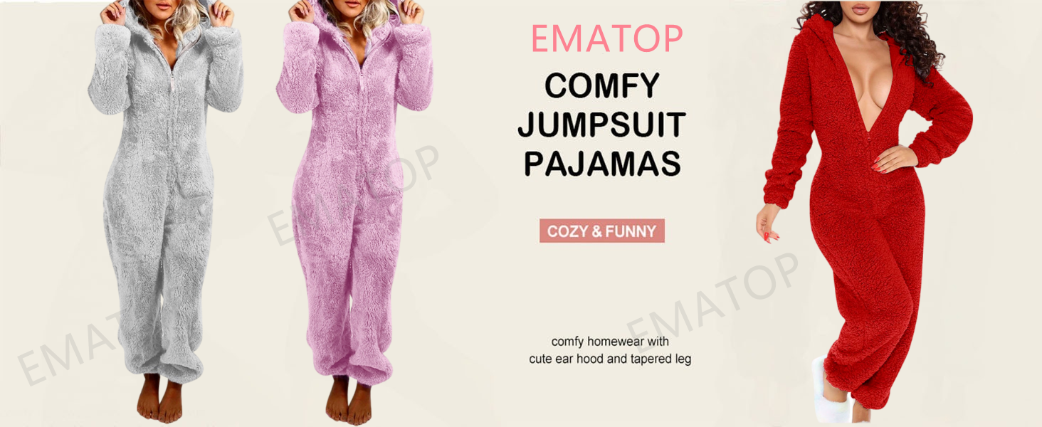 Damen Fleece-Jumpsuit Mit Kapuze & Reißverschluss – Kuscheliger Schlafoverall, Warm, Praktisch