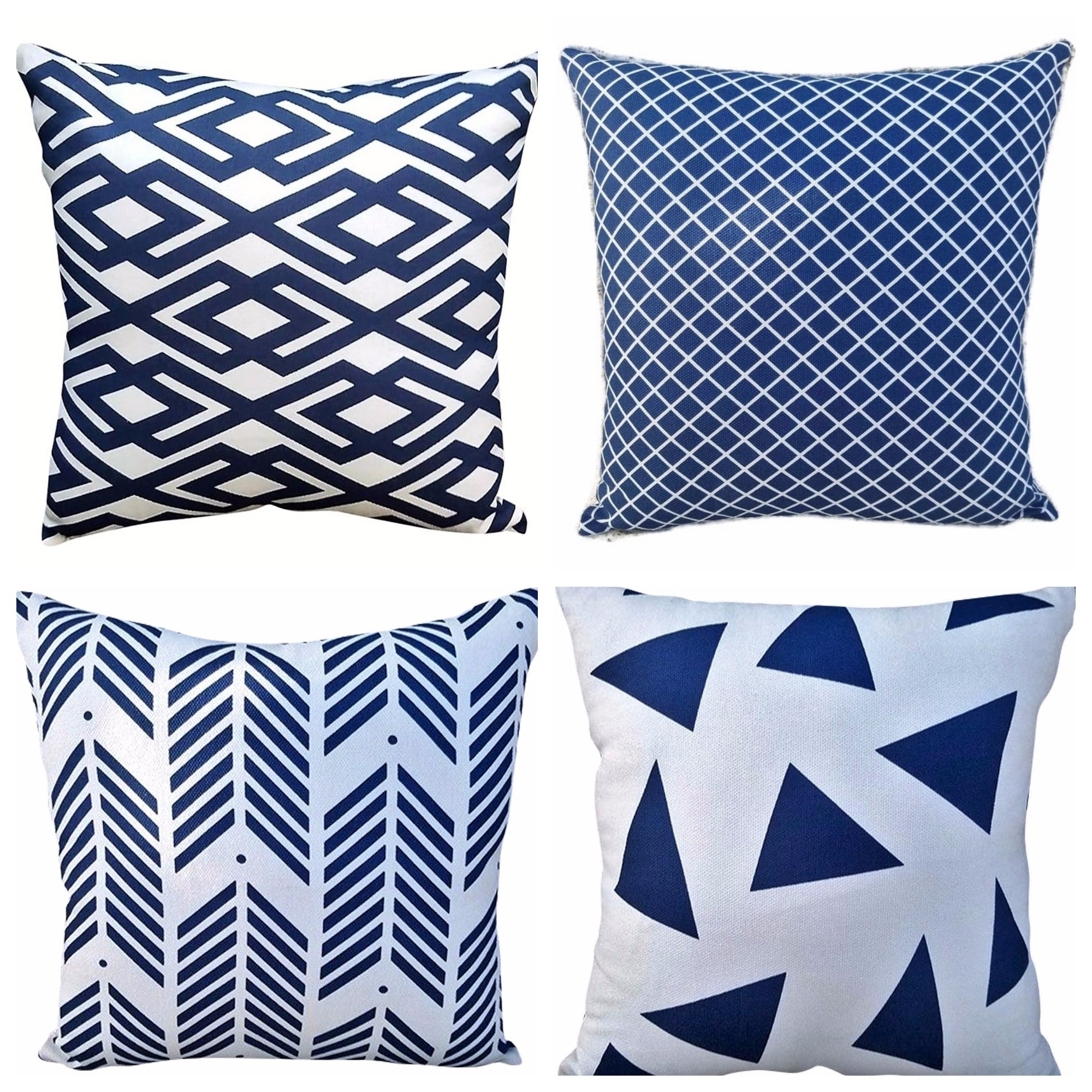 Indigo-Blue 100% Cotton Decorative Throw Pillow Case/Cushion Cover, 18x18 Inches, Set of 4