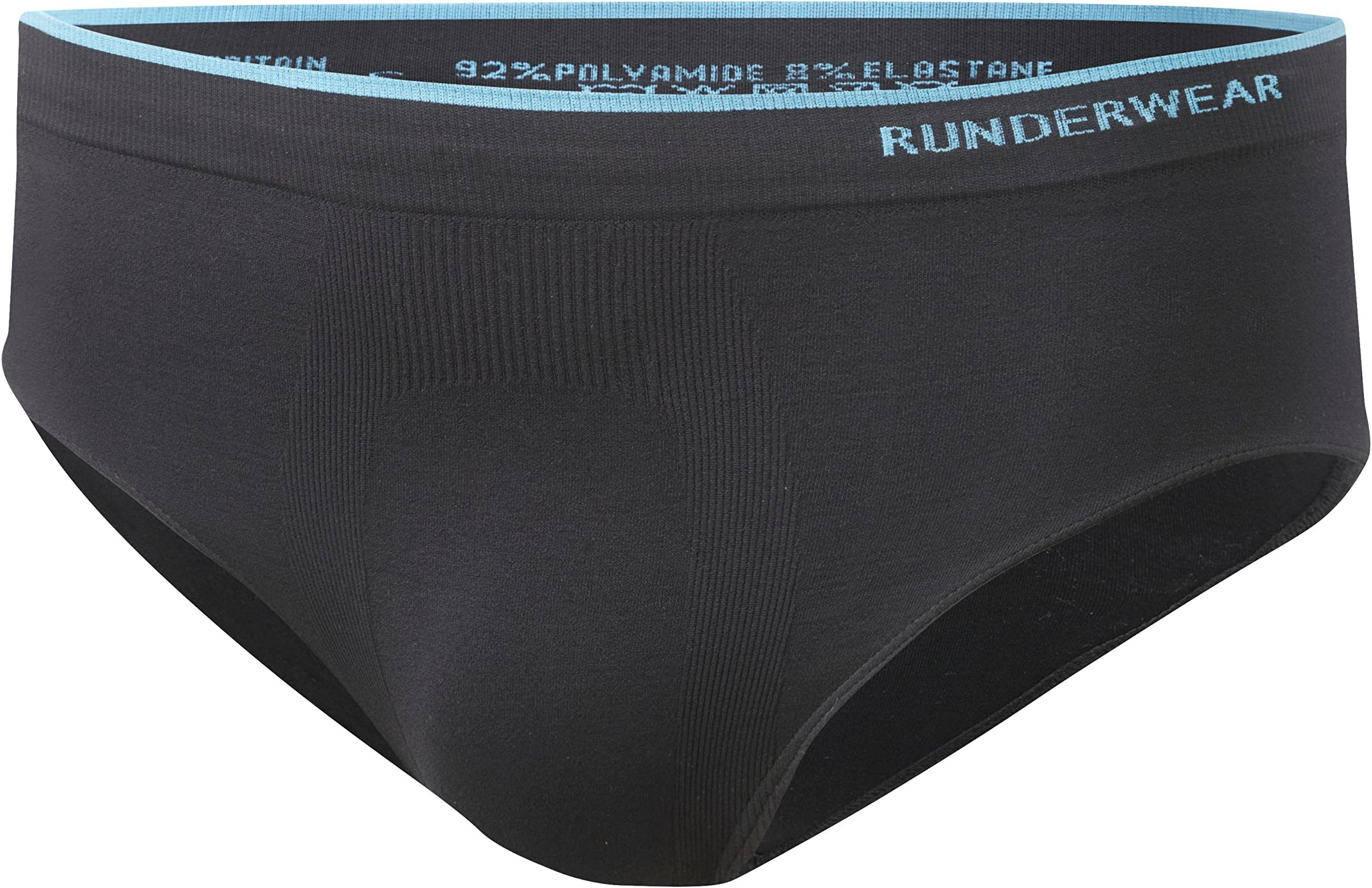 Runderwear Men's Running Briefs - Chafe-Free Running Underwear (Black, X-Large (36" - 38" Waist))