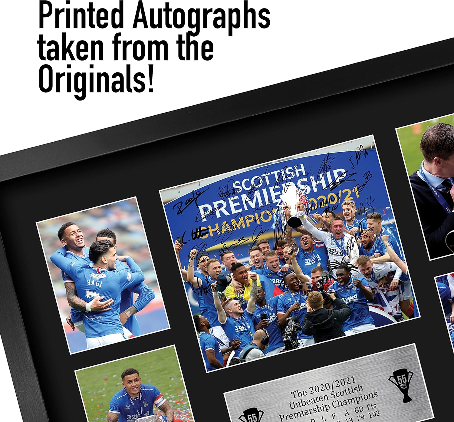 HWC Trading A3 FR Glasgow Rangers 55th Time Scottish Champions Display Signed Gift FRAMED A3 Printed Autograph Football Gifts Print Photo Picture Display - Image 4
