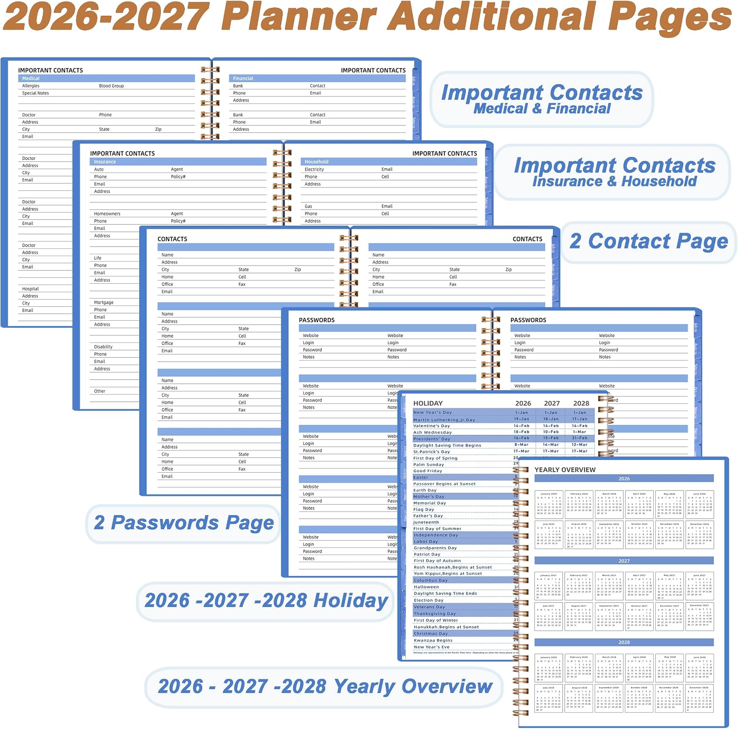 Monthly Calendar Planner, Jul 2026–Dec 2027, 120 GSM Paper, B5 Size, Blue image 4