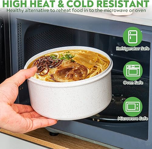 Miniatura 4 de AI LOVE PEACE Recipiente para almuerzo de ramen instantáneo para microondas, popote de trigo con ventilación de liberación de vapor, recipiente