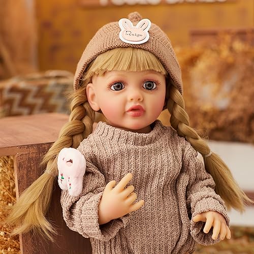 Miniatura 3 de YEEZWOOD Muñecas de bebé realistas, muñecas de bebé renacidas realistas de 22 pulgadas, muñecas recién nacidas que parecen suéter marrón bebé real