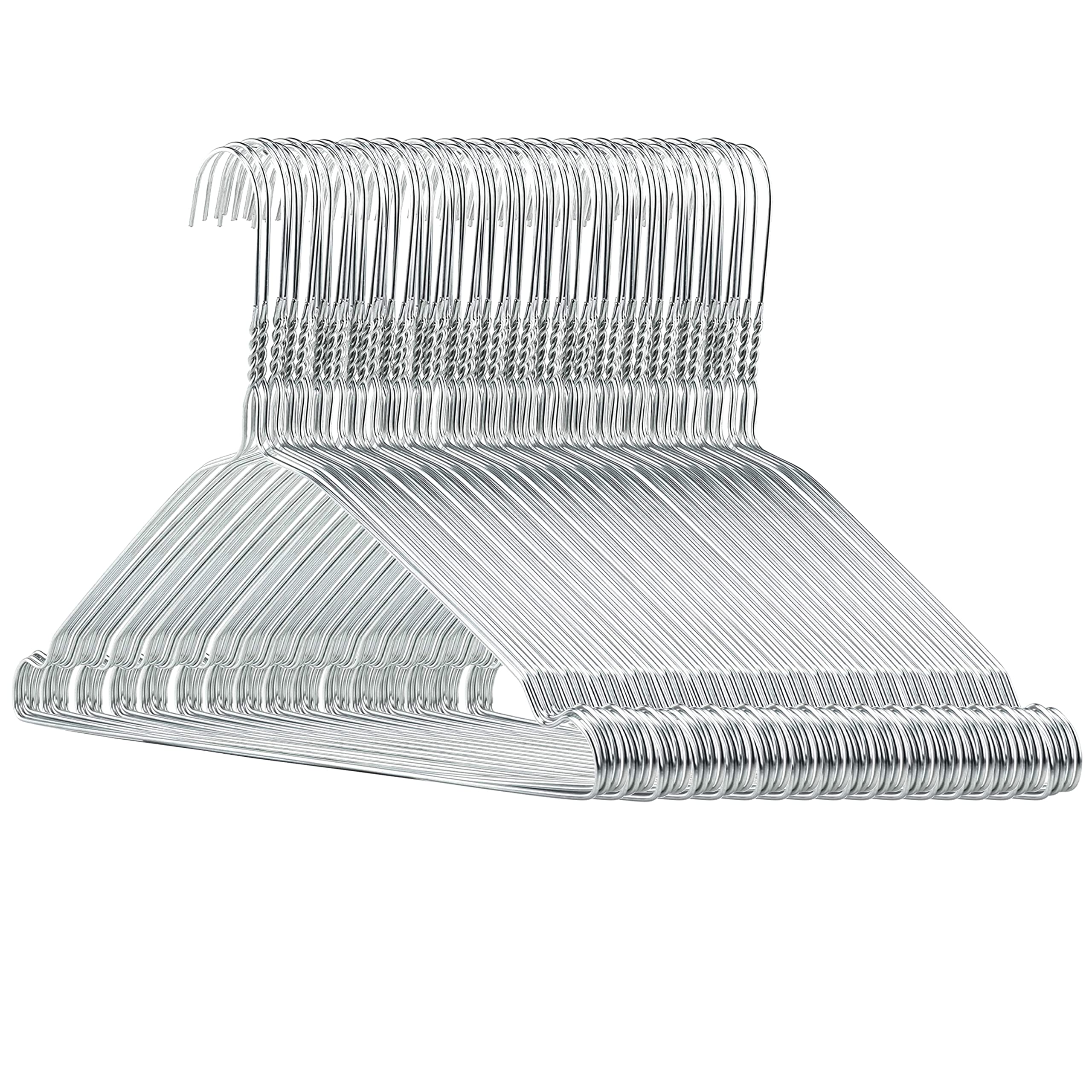 Hangerworld 100 Cintres 40cm Solides en Métal Blanc à Barre Pantalon et Encoches, Taille Universelle