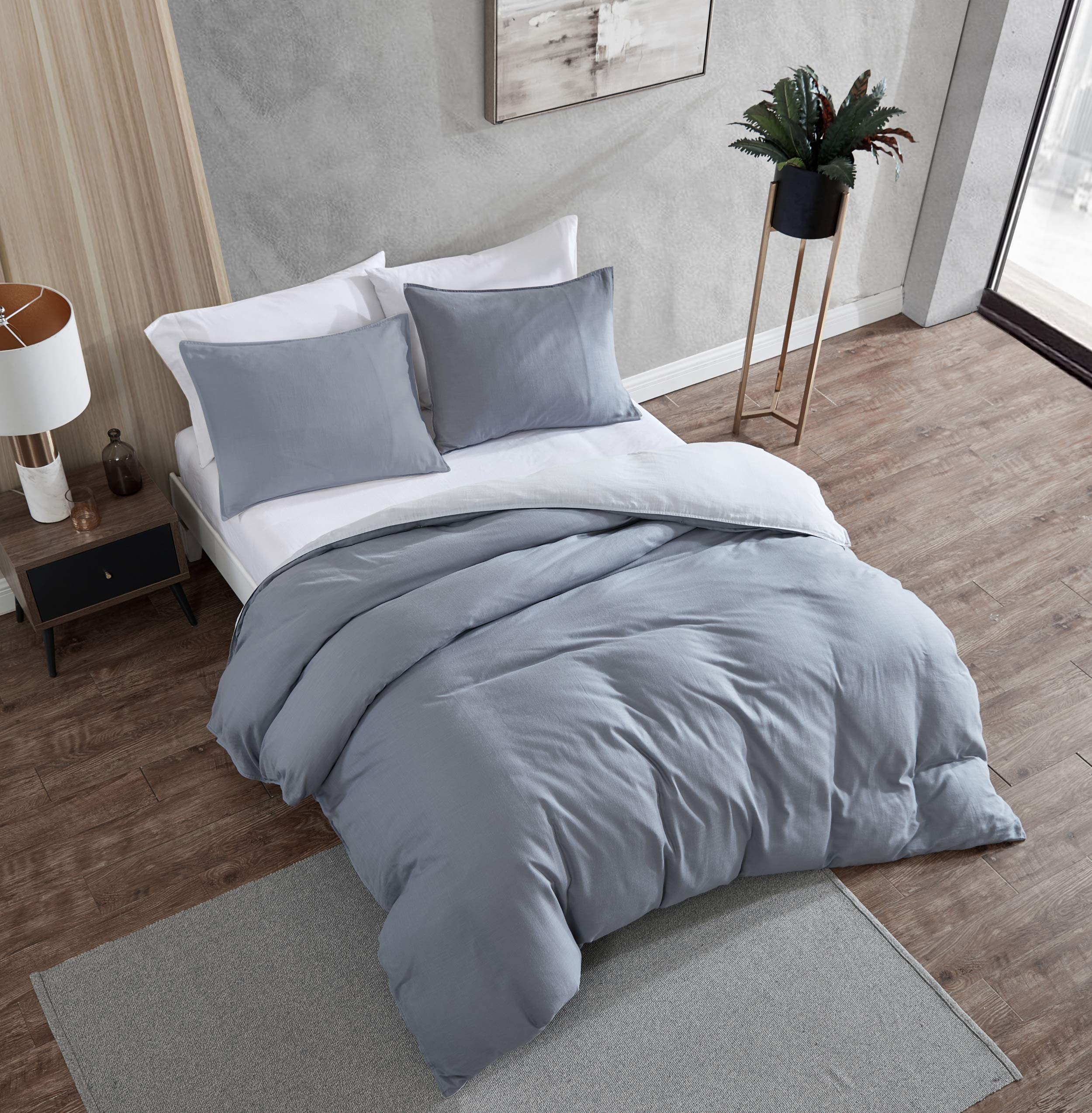 Kenneth Cole New York Set Copripiumino King Size Holden Grid – Cotone 100% Twill, Colore Blu, Con 2 Federe - 3