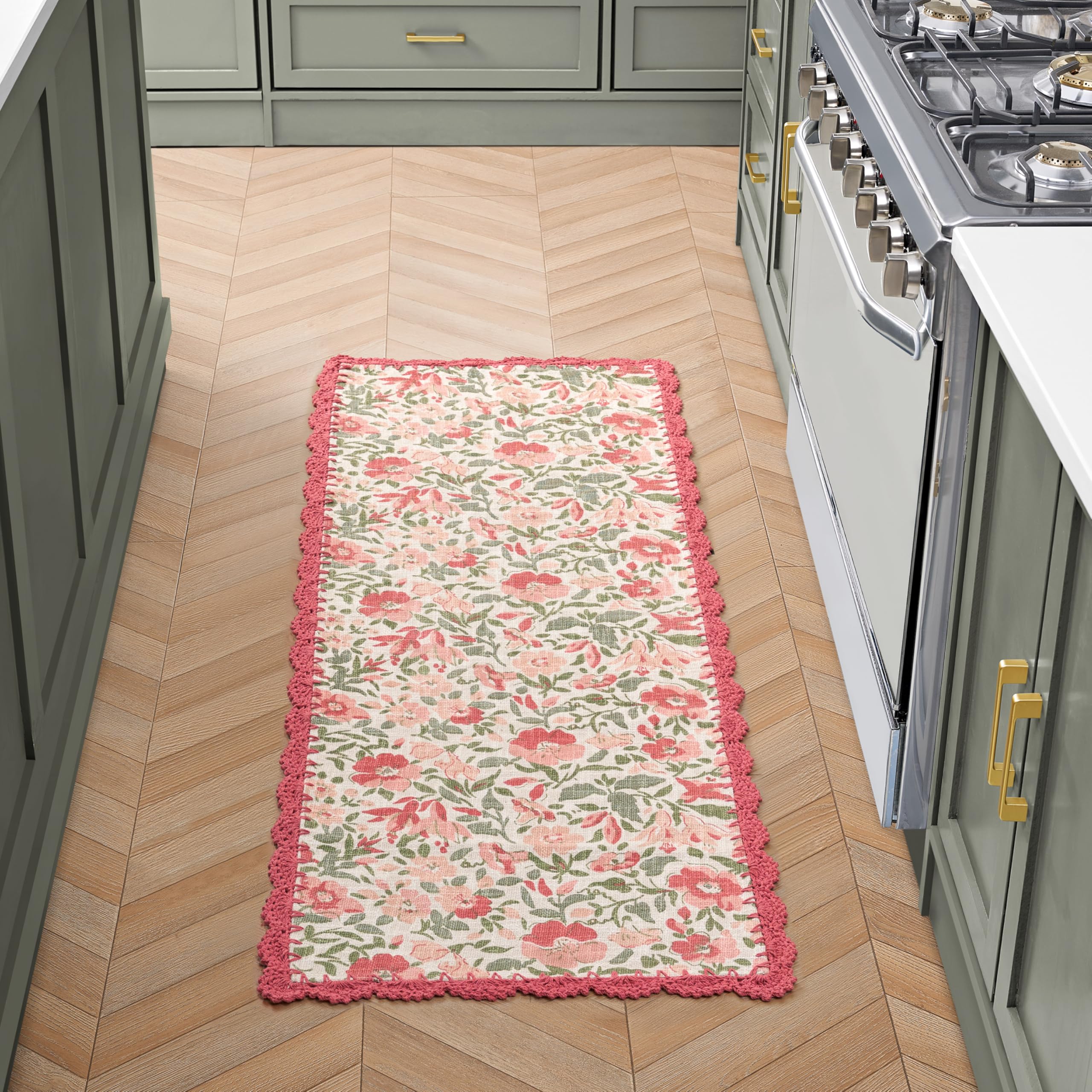 Amazon.com: Laura Ashley Cotton Crochet Border Sherston Coral Pink