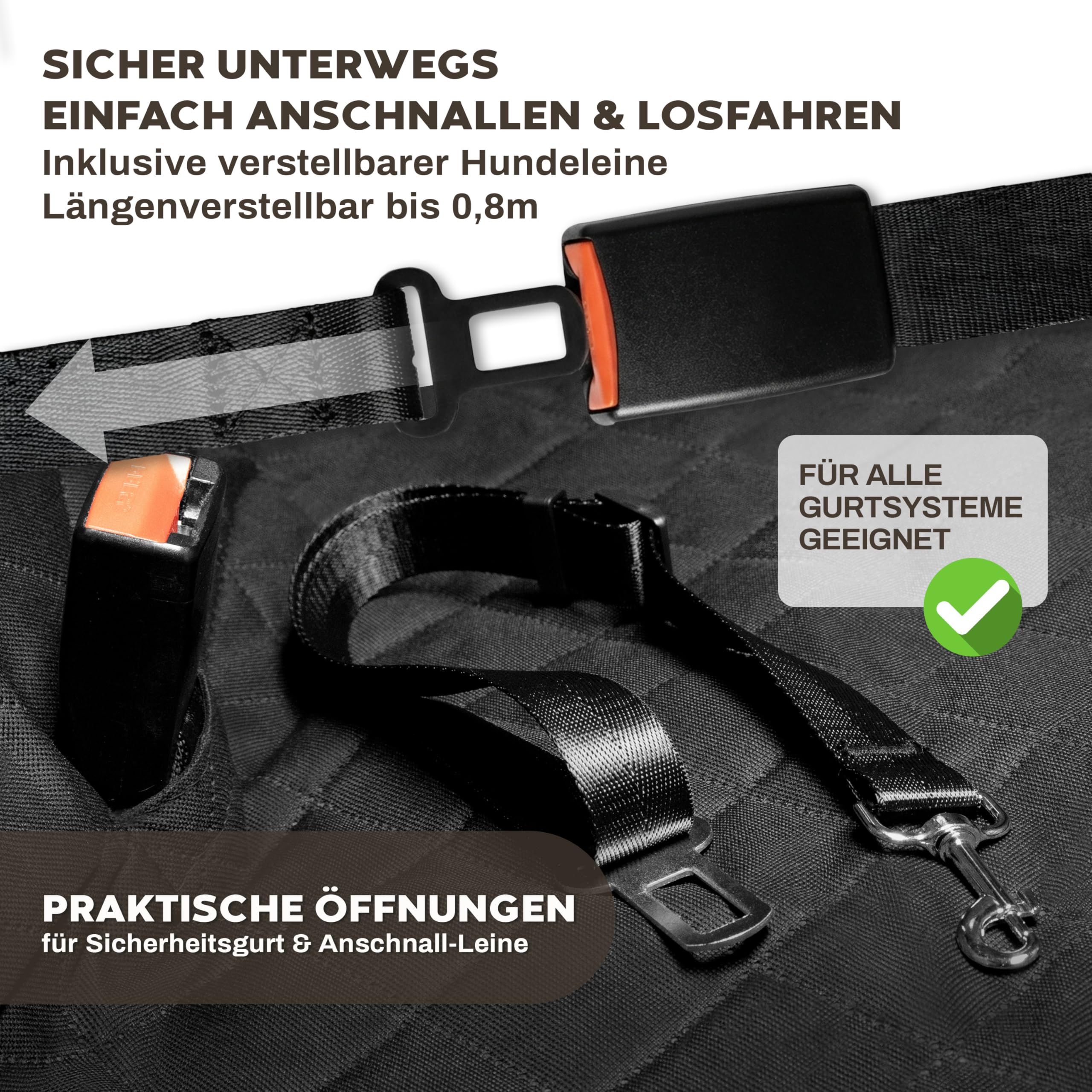 Hainberger Hundedecke Auto Rückbank Wasserabweisende Kratzfeste Autodecke für Hunde wasserdichte rutschfeste Autoschondecke mit Seitenschutz und Sichtfenster, 4-in-1 Rücksitzschoner 137x147 cm