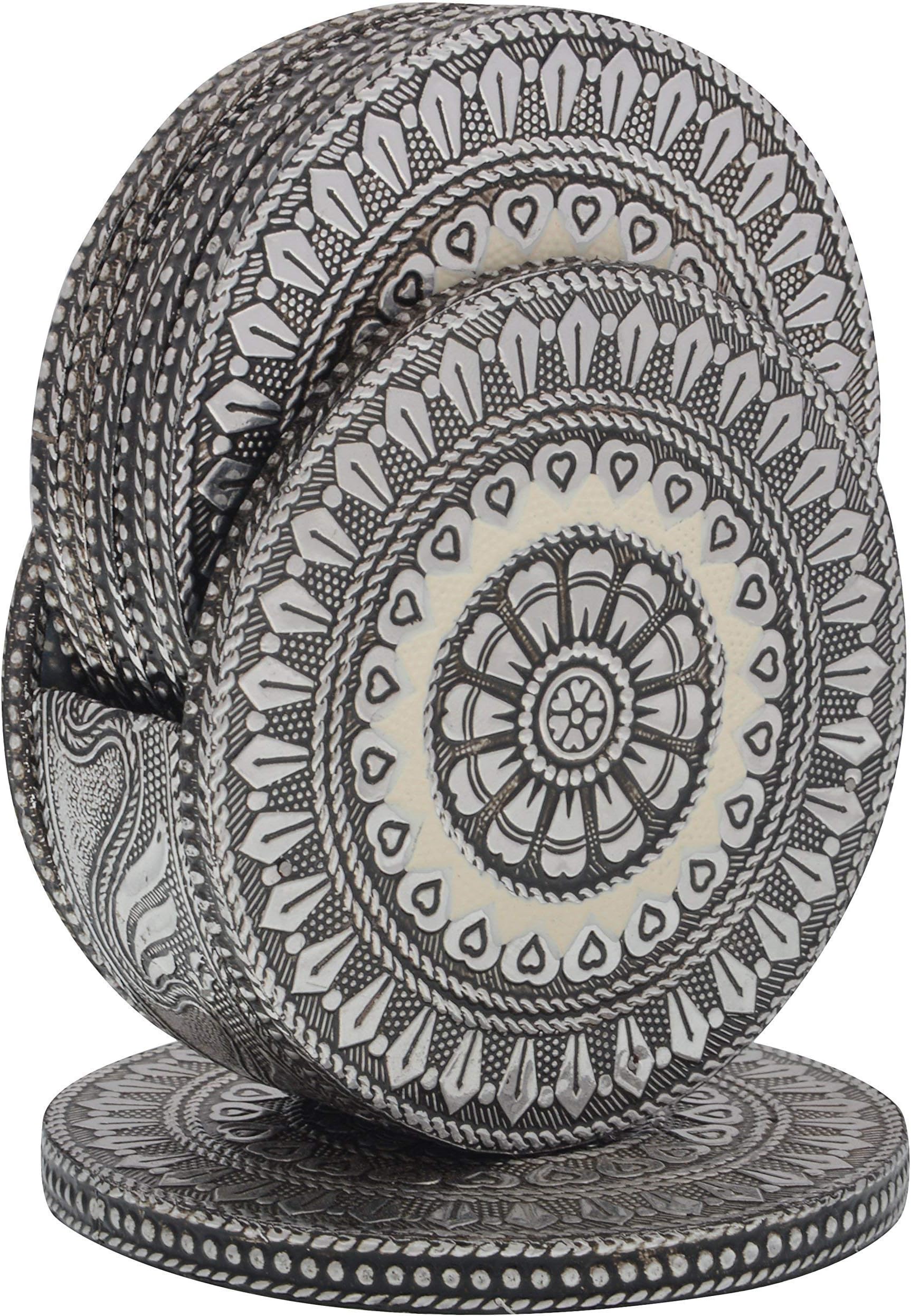 AMP Crafts Silver Grey Minakari Crafted Tea Coaster (AMP-NH-23)
