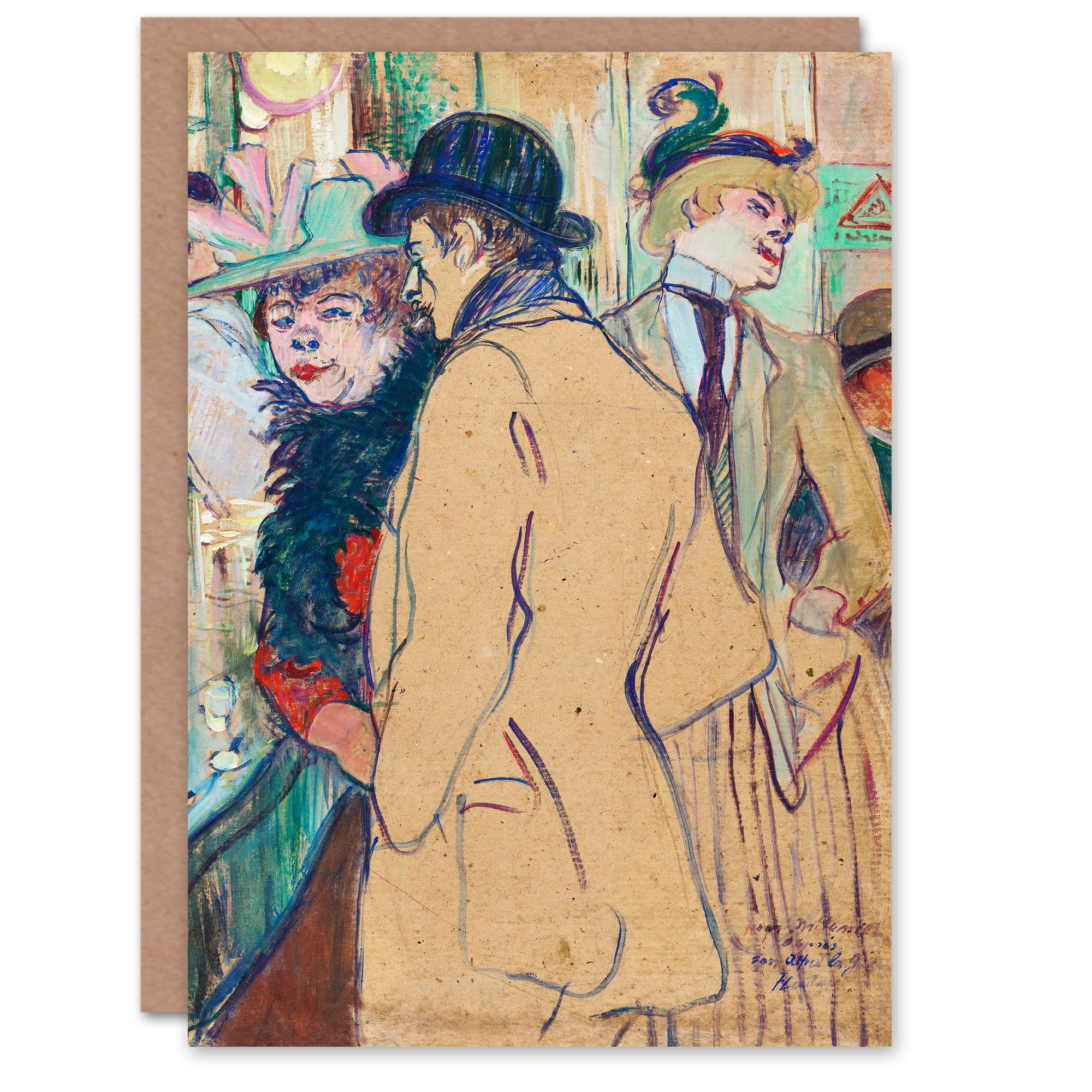 Artery8 Toulouse Lautrec Art Card Alfred la Guigne in a Cafe