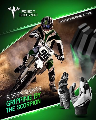 Miniatura 7 de Guantes POISON SCORPION para motocicleta, guantes táctiles con dedos completos para hombres y mujeres, antideslizantes, transpirables, negro, XL,