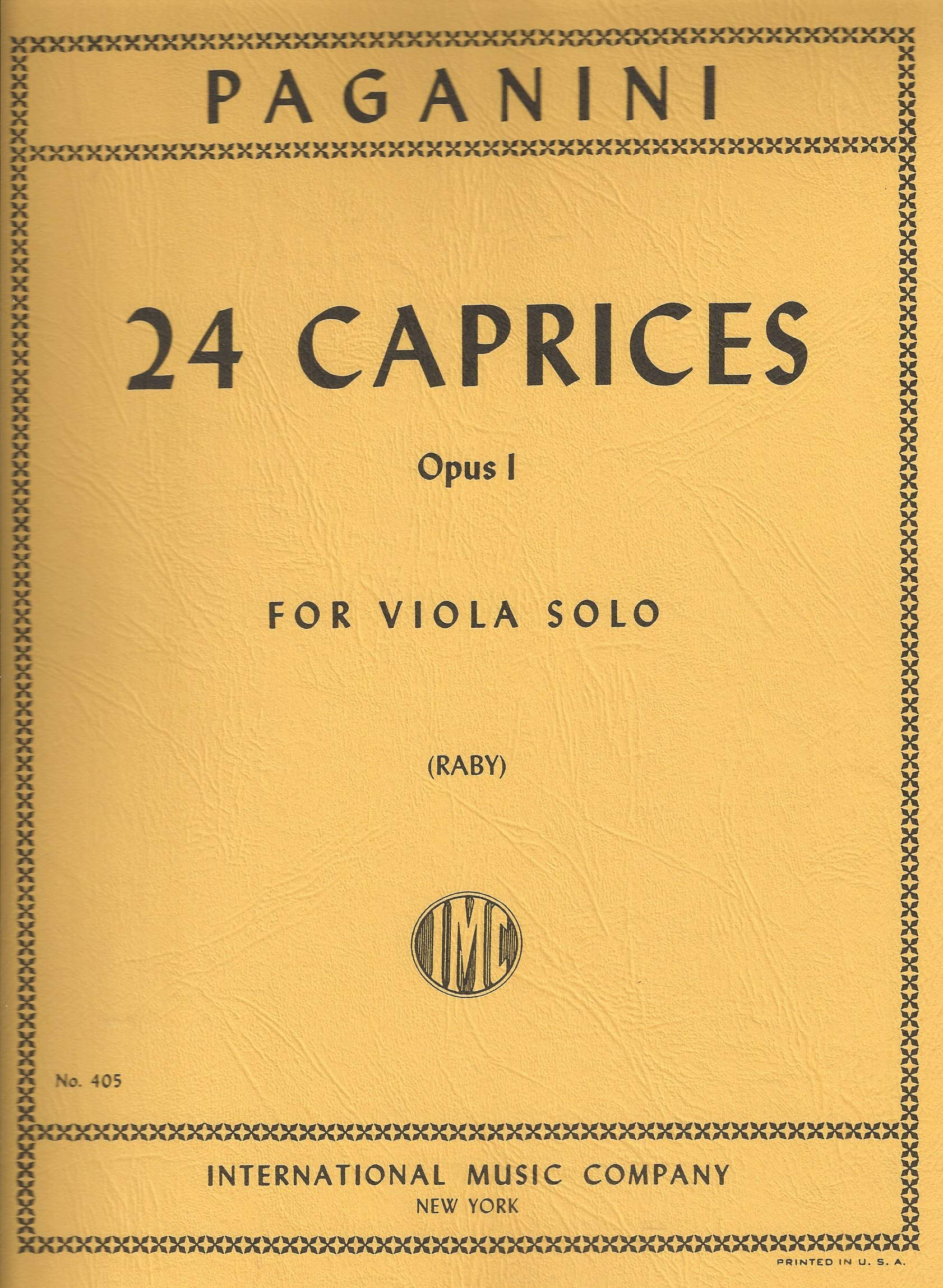 PAGANINI 24 Caprices, Opus 1 For Viola Solo IMC 405