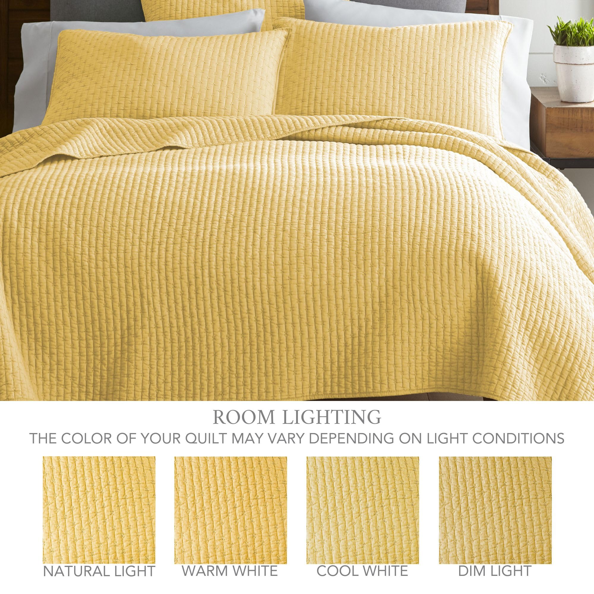 Amazon｜Levtex Home - クロスステッチイエローベッドスプレッドセット