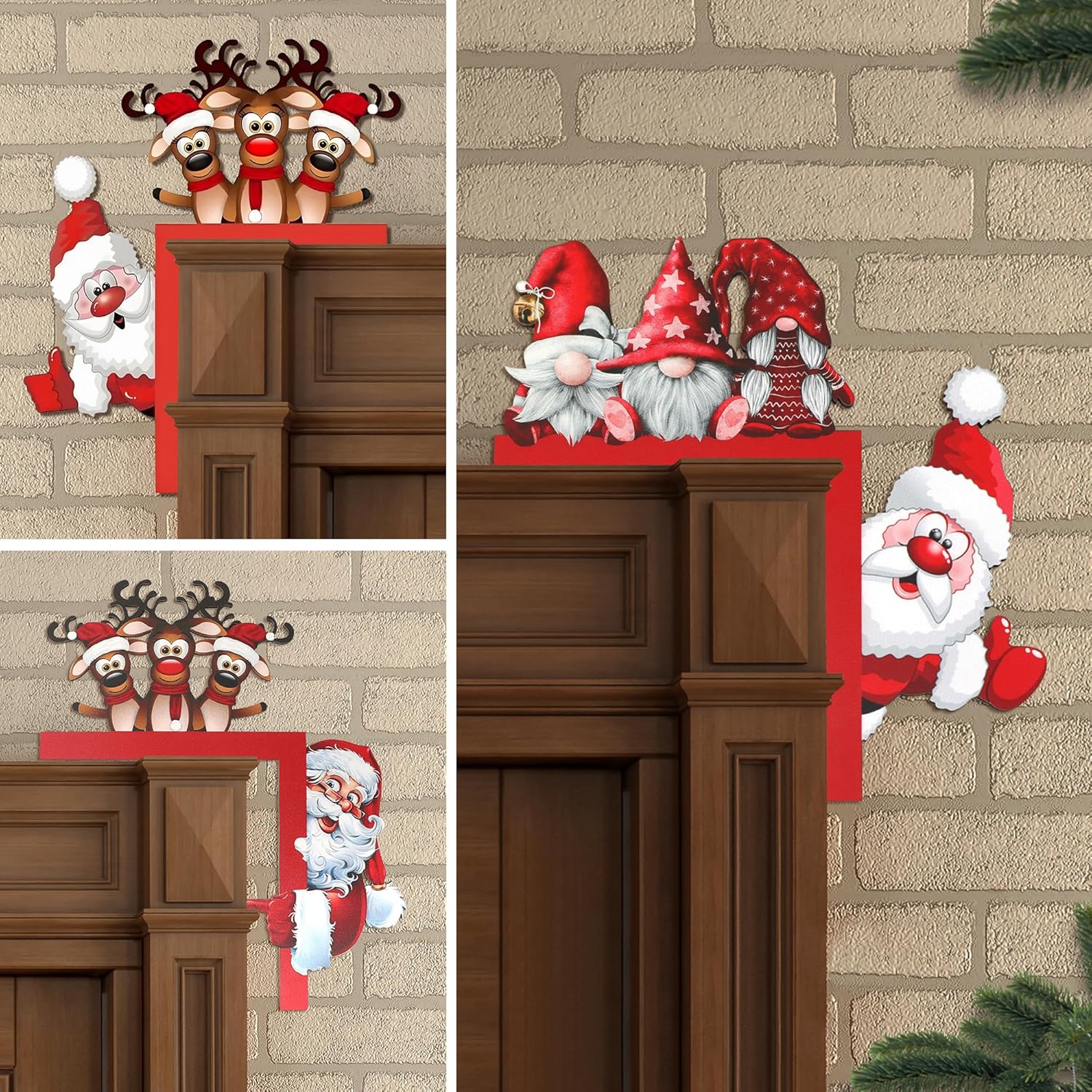 Amazon.com: 3PCS Christmas Door Corner Decoration,Christmas Santa Claus Reindeer Door Sign Wall ...