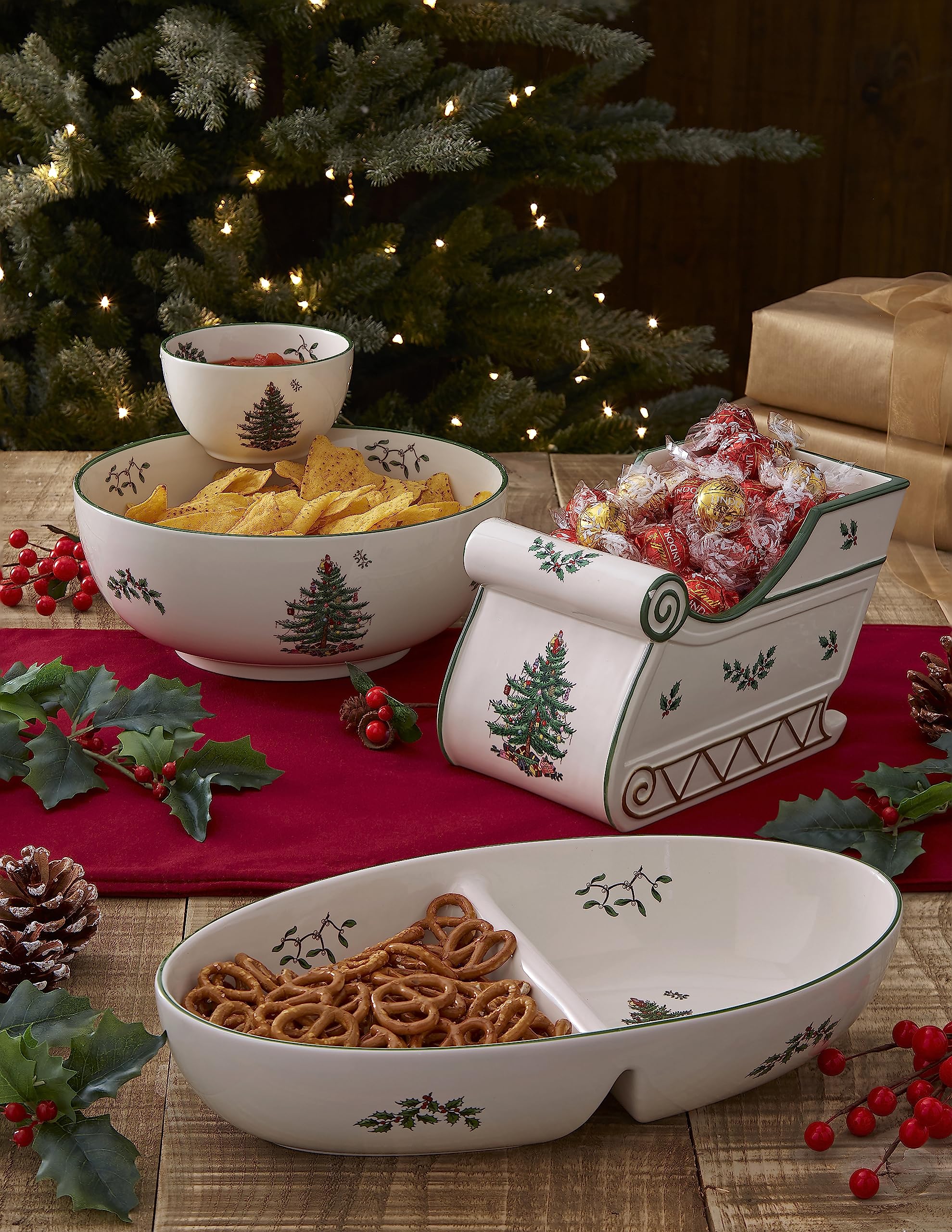 Spode 食器 Amazon.com | Spode Christmas Tree Divided Server, 9-Inch Round