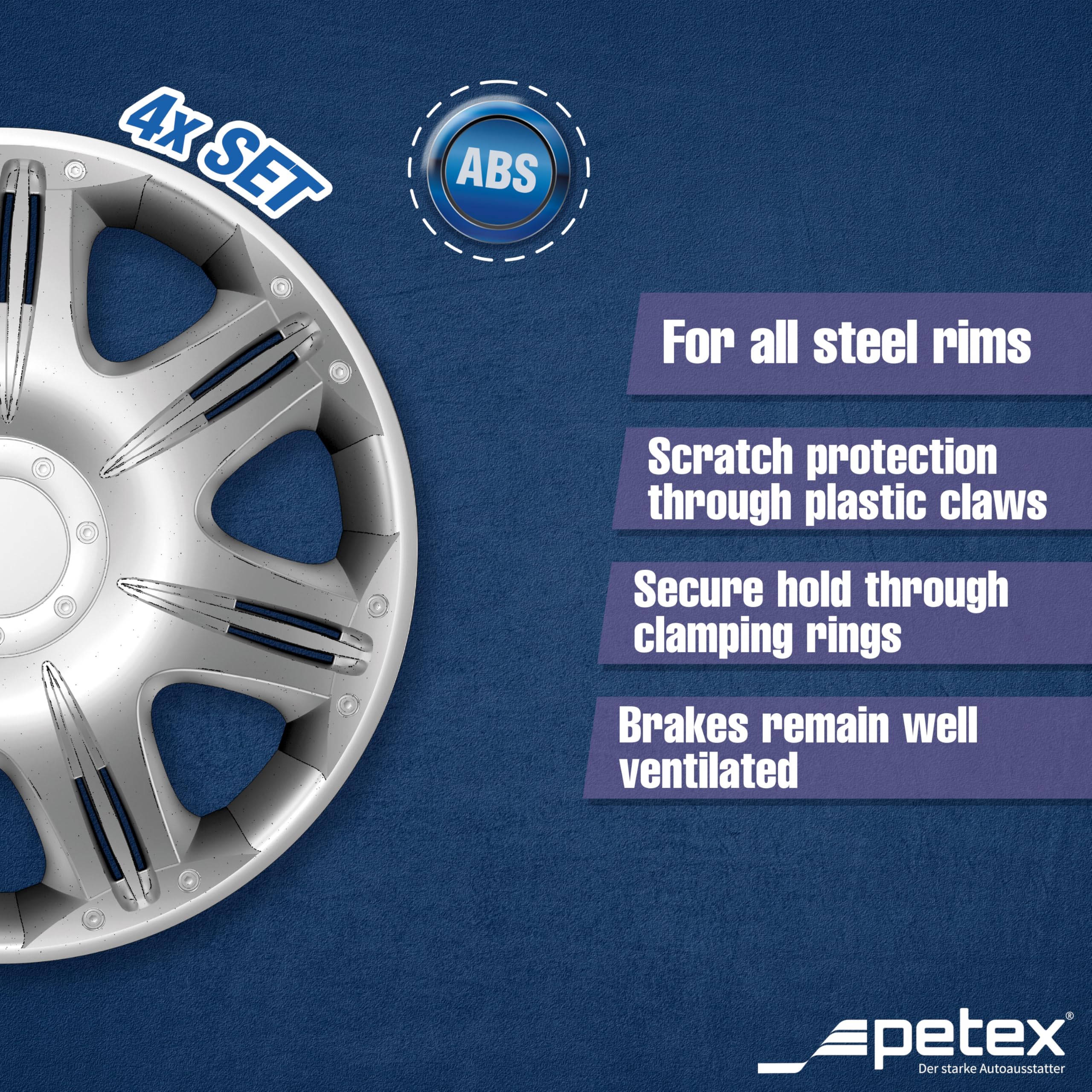 Petex Copricerchi 14" pollici Serie/Kit argento Copricerchi Auto RB530114