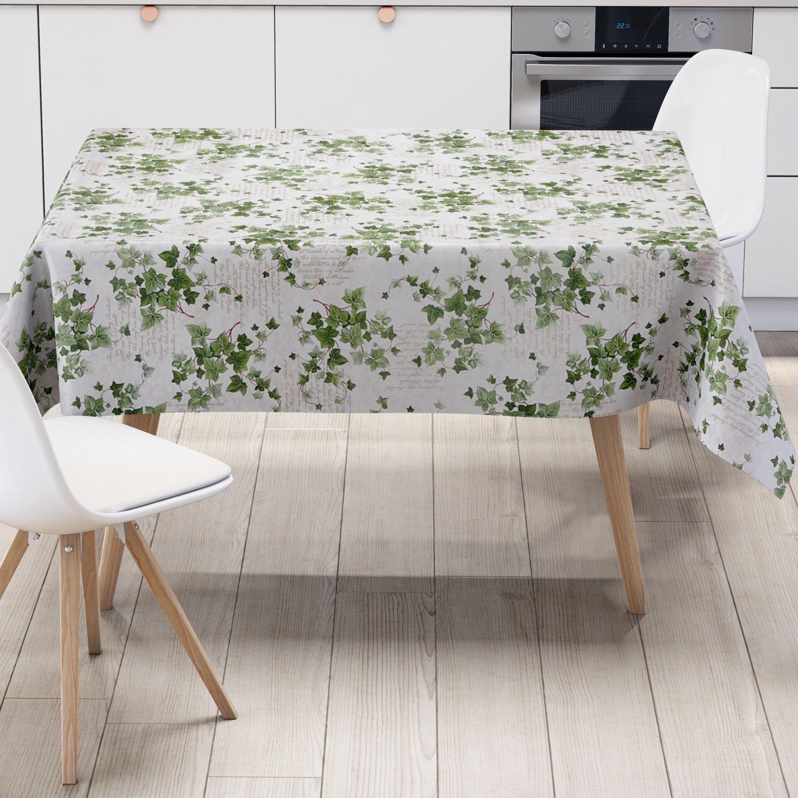 KEVKUS Wachstuch Tischdecke B8965-01 Effeu Blätter Herbst wählbar in eckig, rund und oval - Größe oval 140x260cm mit Paspelband