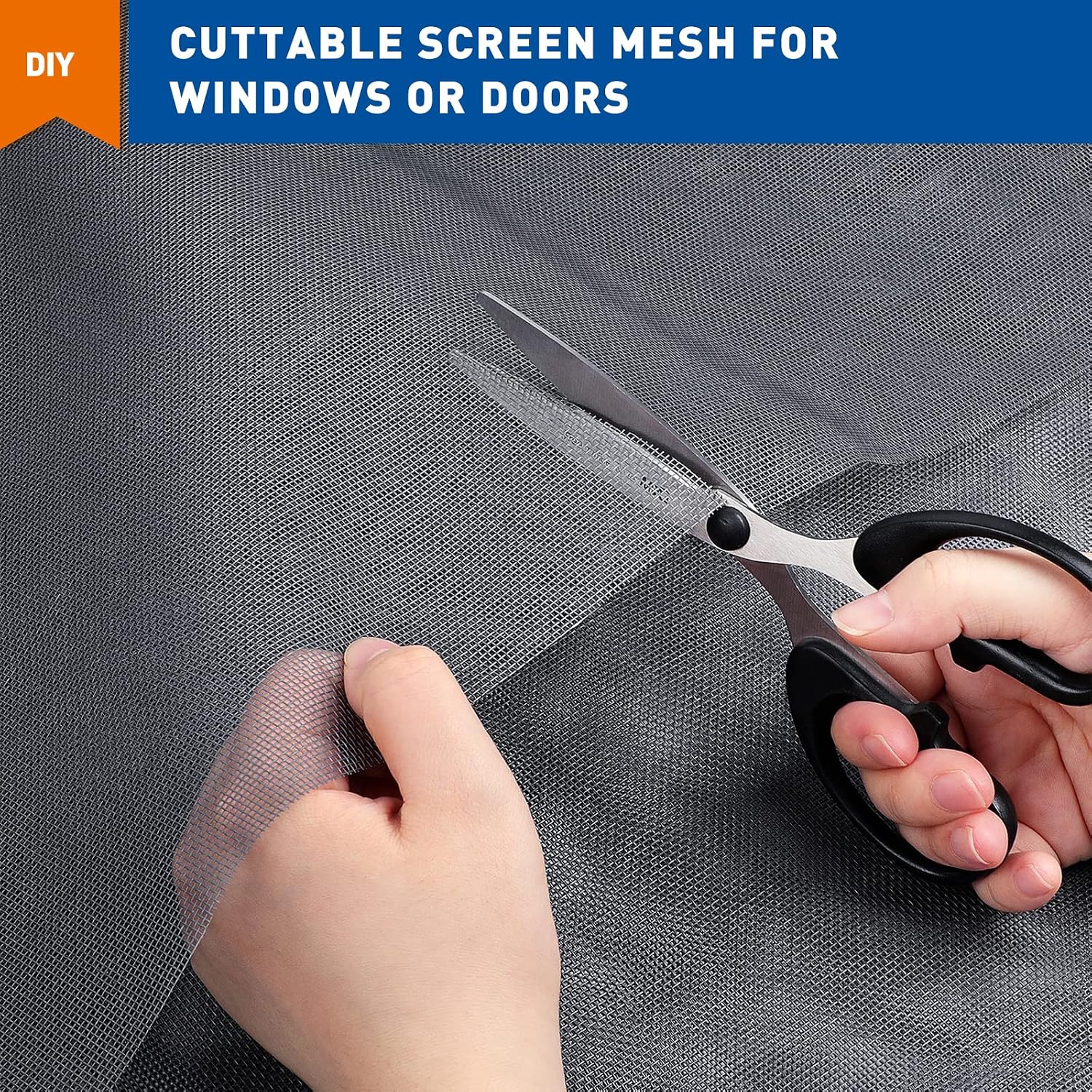 MAGZO Window Screen Replacement, 59"W x 196"L Durable Screen for Windows and Adjustable Door DIY Window Screen Roll French Patio Entry Porch Sliding Door Screen Mesh Curtain Net Wire Gray