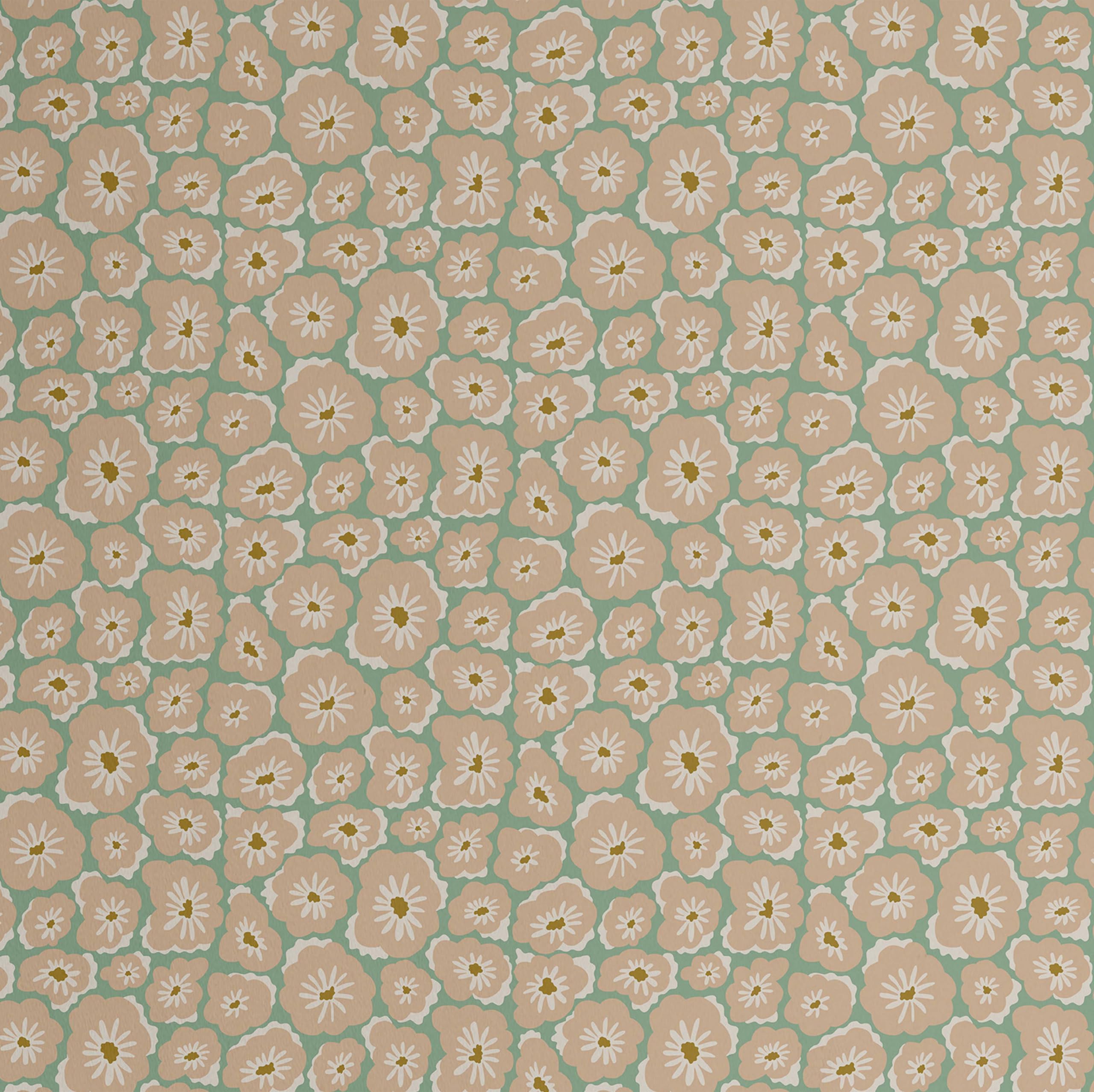 Papier peint floral rétro urbain chic autocollant en vinyle beige 63x304cm