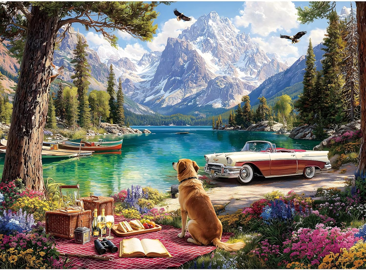 500 Piece Jigsaw Puzzle for Adults –Spring Outdoor Travel Jigsaw Puzzles 500 Pieces, Picnic Nature Puzzles for Adults 500 Pieces, Challenging Perfect for Game Nights, 20.5 X 15 in