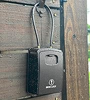 Vista 9 de Iron Lock Caja de bloqueo de llave portátil con grillete de cable y montaje en pared, caja de metal resistente al agua para llaves con código