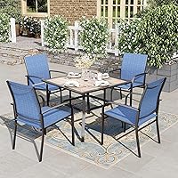 Vista 10 de HERA'S HOUSE Juego de comedor rojo para 4, juego de mesa y sillas de exterior de 5 piezas, 4 sillas de comedor de textileno, mesa de comedor