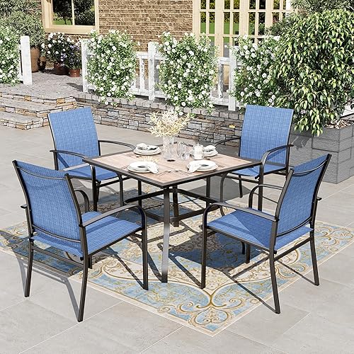 Miniatura 10 de HERA'S HOUSE Juego de comedor rojo para 4, juego de mesa y sillas de exterior de 5 piezas, 4 sillas de comedor de textileno, mesa de comedor