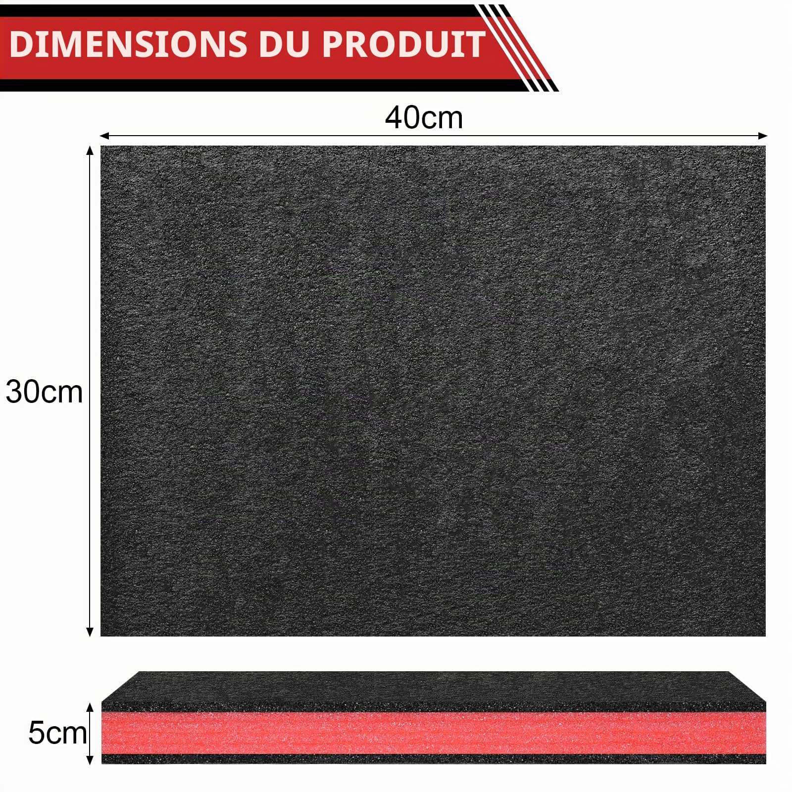 Storystore Feuille de mousse polyuréthane 3 pièces, 40 x 30 x 5 cm, inserts en mousse pour boîte à outils découpables, doublure pour boîte à outils, inserts pour boîtes à outils, organisateurs pour
