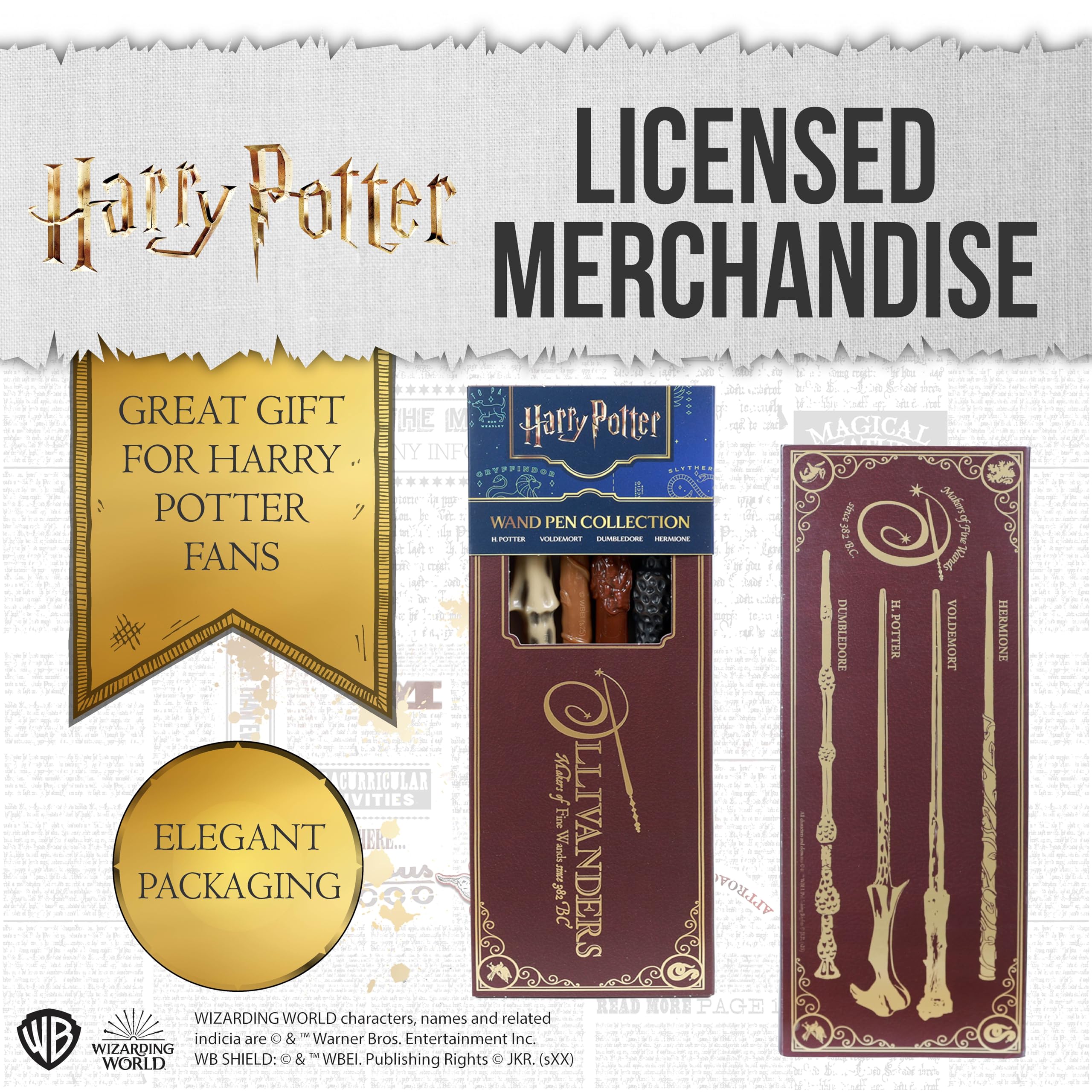 Harry Potter Zauberstab-Stift, 4 Stück, Quad-Stab-Packung, Lizenzprodukt, Schreibwaren, Geschenke