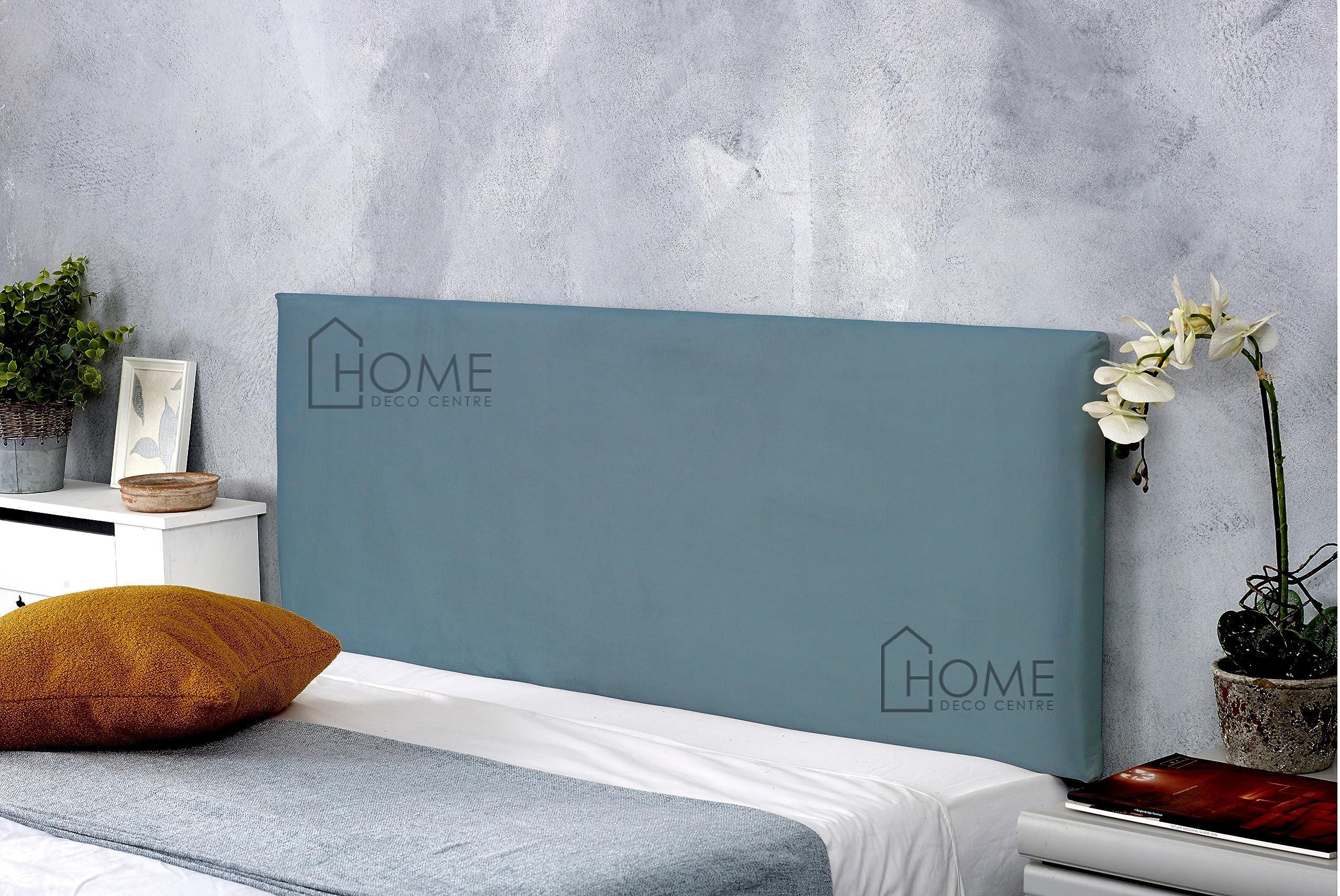 CROWNBEDSUK Plain Plush Headboard 20 inches high|well padded| Plush material| (Green, 2ft6 (small single))