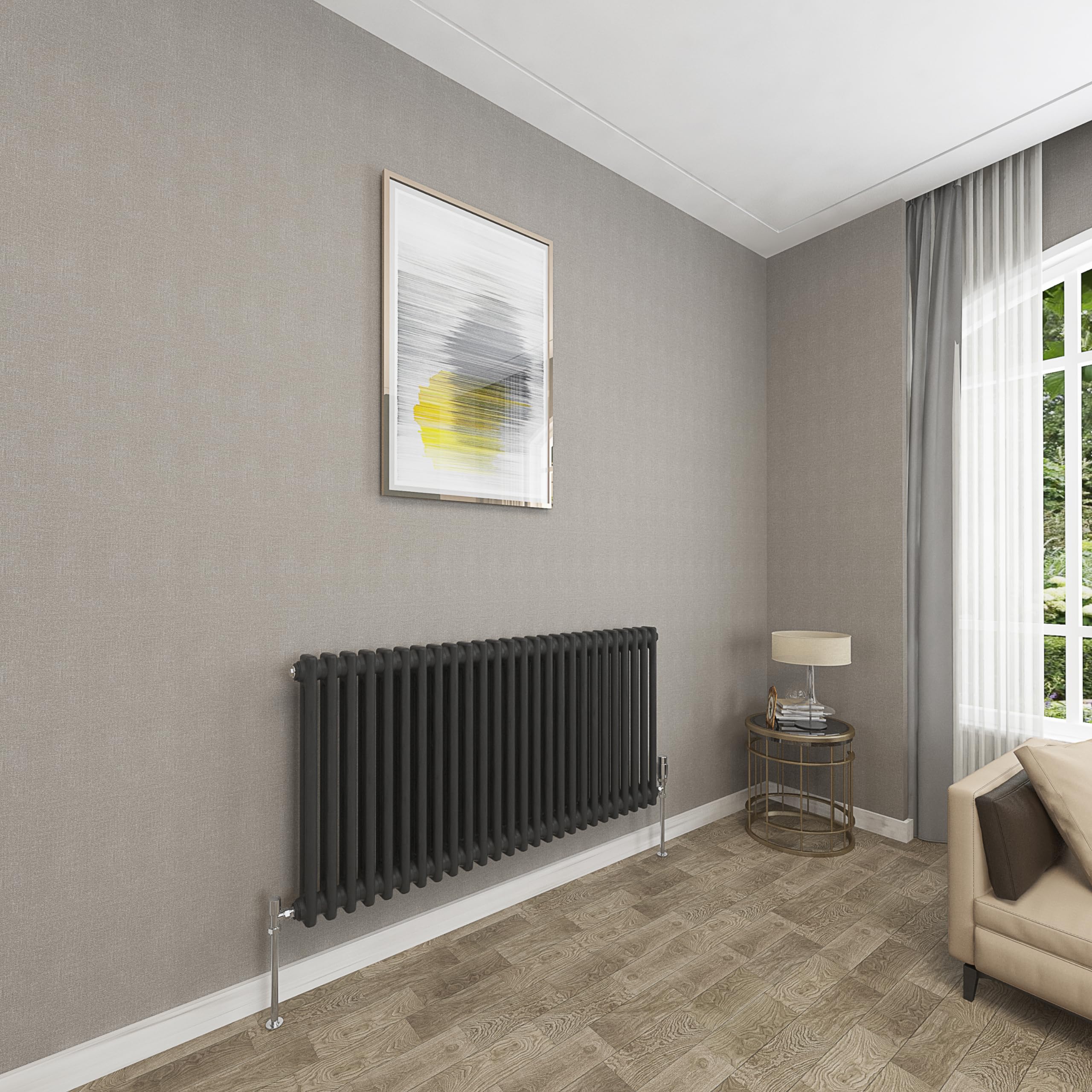 Sky bathroom 600x1190mm 2 Column Radiator Horizontal Black Cast Iron radiato Traditional Central Heating Radiator