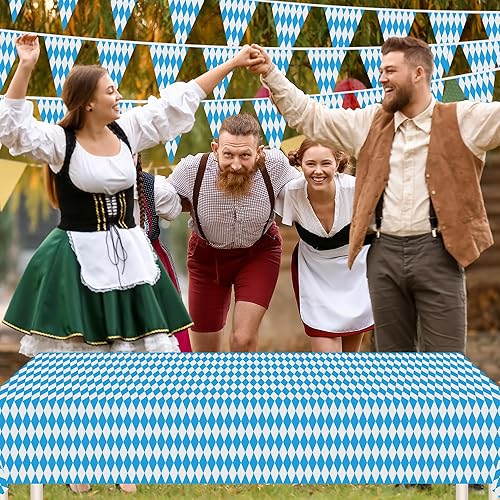 Miniatura 5 de Decoraciones de Oktoberfest, banderas colgantes de octubre de 65.6 pies, manteles y pancartas de letrero, banderas bávaras del Oktoberfest, manteles