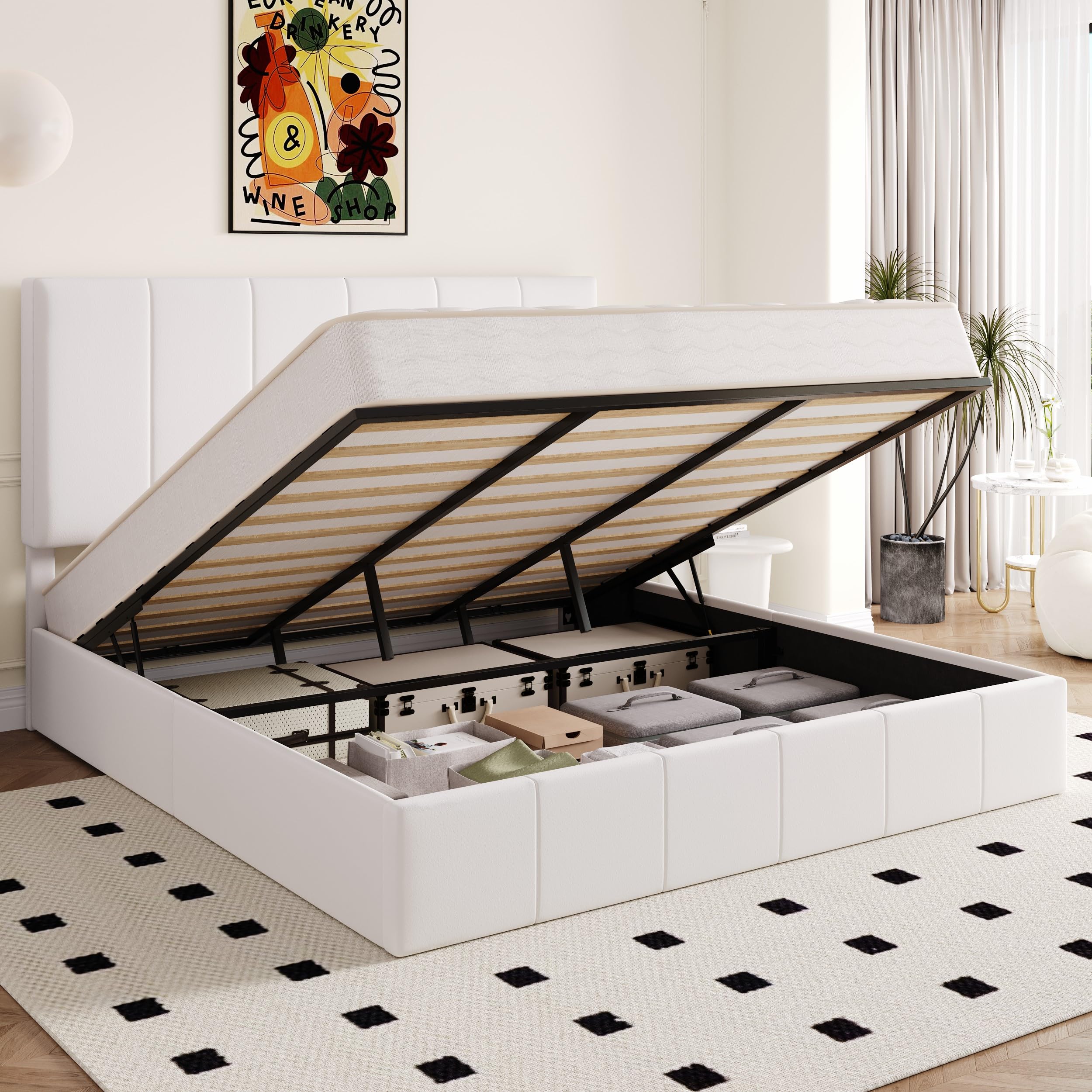 Allewie King Lift Up Storage Bed Velvet