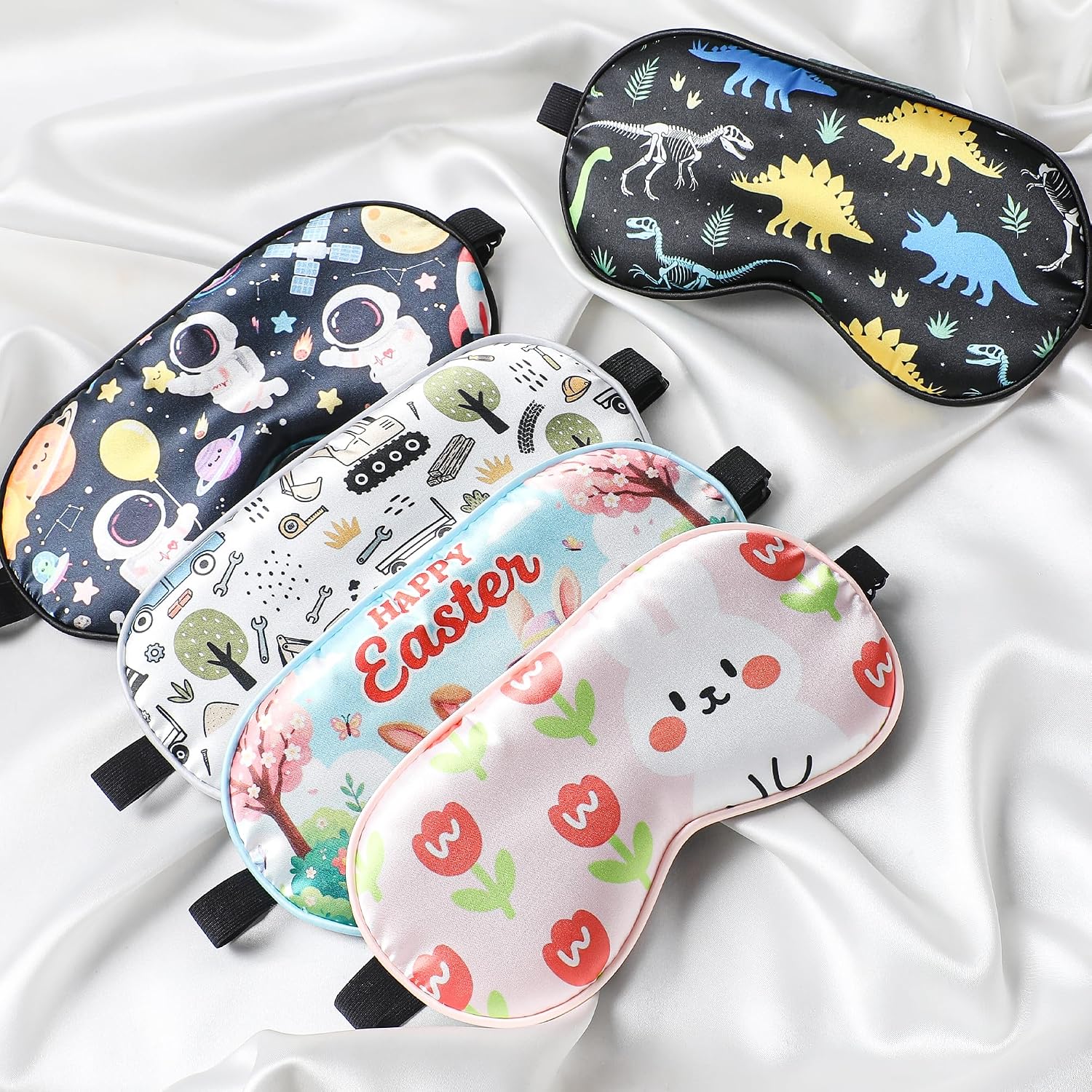 Cute Bunny Sleeping Eye Mask - Funny Pink Rabbit Eyes Mask with Adjustable Strap, Soft Lightweight Cartoon Animal Eye Cover for Night Sleep Travel Airplane Home Sleepover Party Gift Supplies image 5