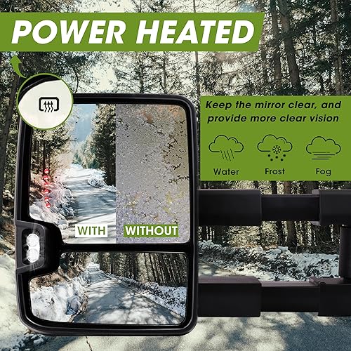 Miniatura 4 de Espejos de remolque 2014-2018 Chevy Silverado GMC Sierra con luz de funcionamiento, luz de señal de giro, luz de respaldo, calefacción, vidrio