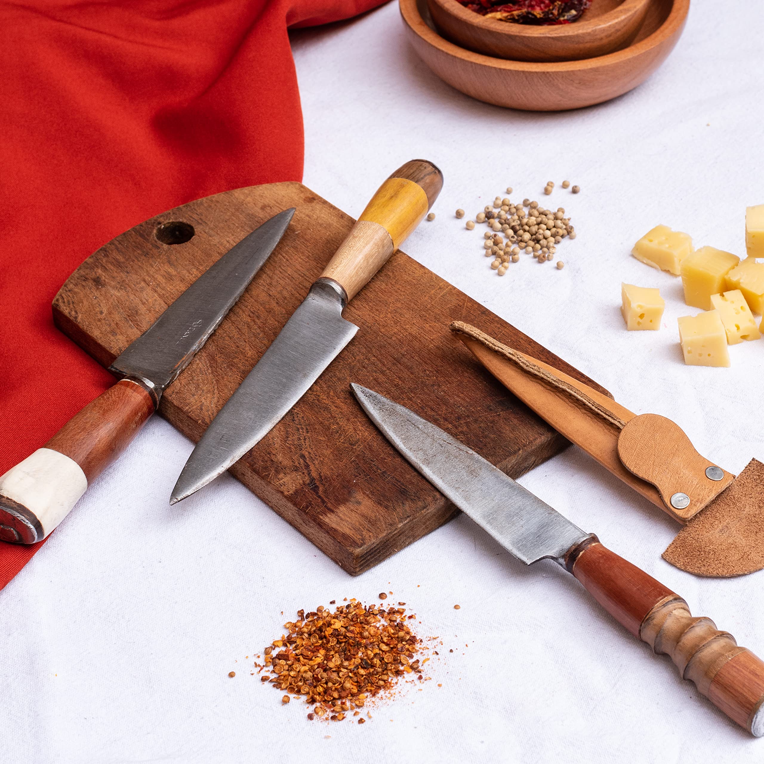 Cuchillo Artesanal de Acero al Carbono Argentino de Campo Asado Barbacoa Hoja 14 centimetros Acero al Carbono Combinado (46)